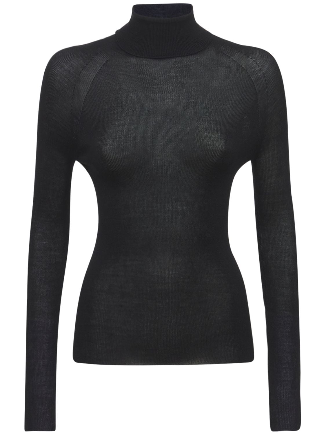 Ag Silk & Wool Knit Turtleneck Sweater In Black