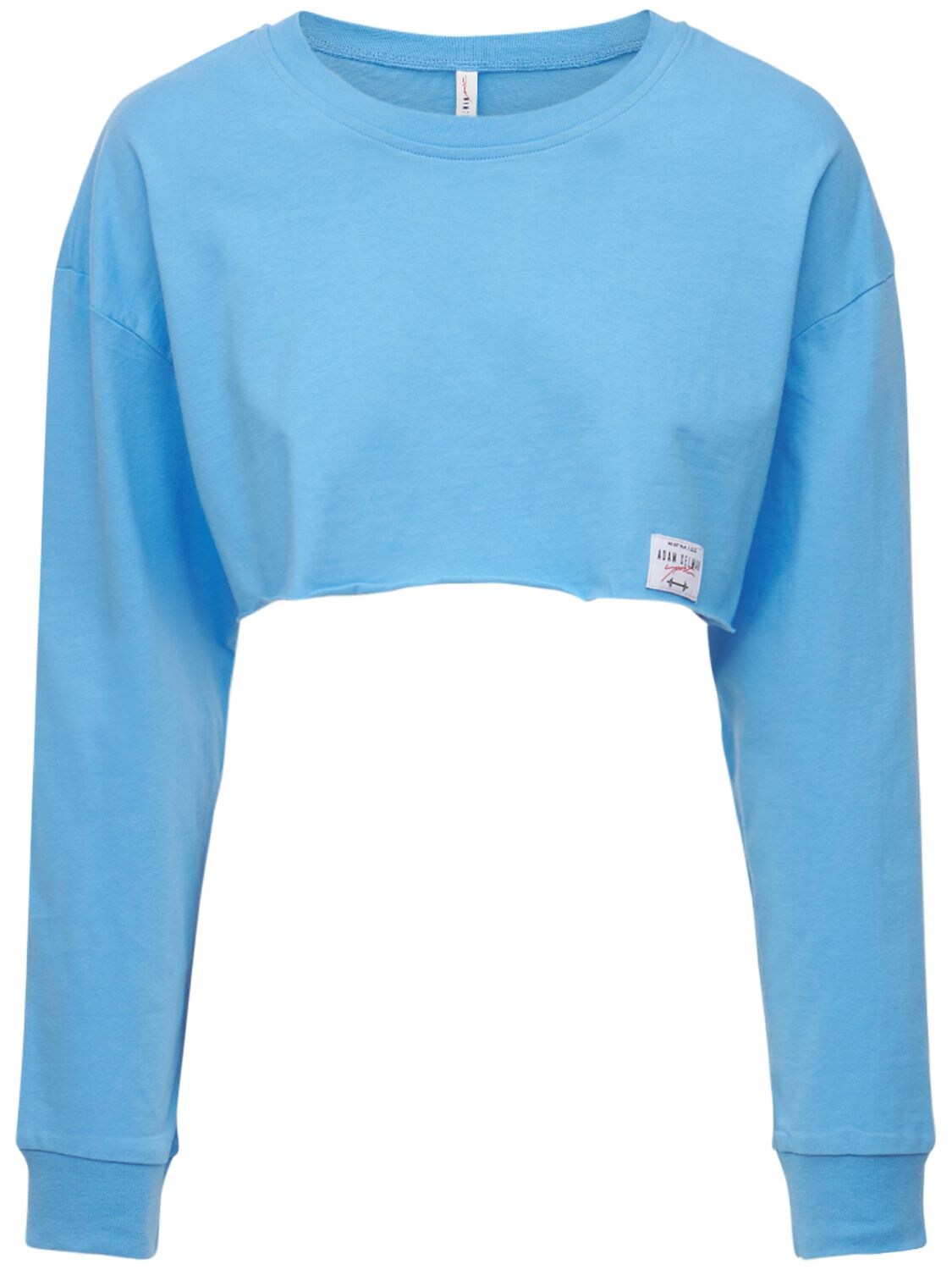 Adam Selman Sport Cropped Cotton-jersey Top In Light Blue