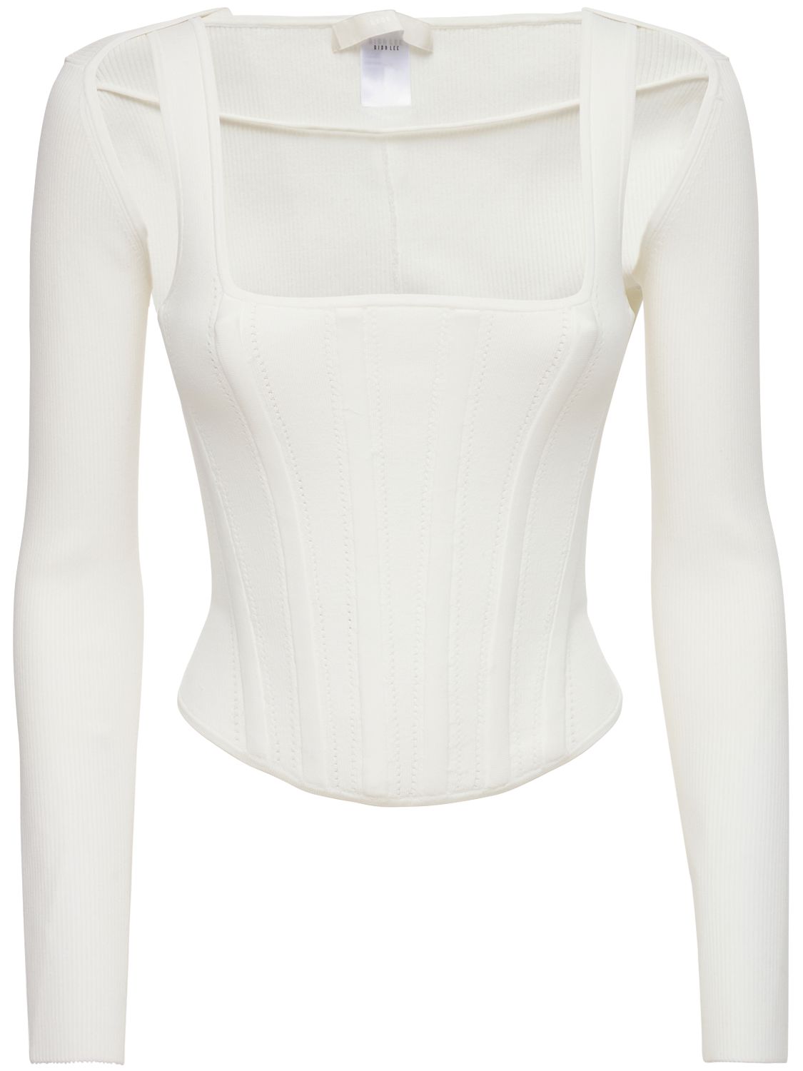 Dion Lee White Pointelle Long Sleeve Corset & Cardigan In Ivory