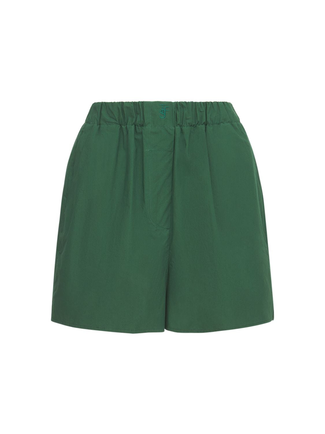 The Frankie Shop Lui Organic Cotton Poplin Boxer Short In Green | ModeSens