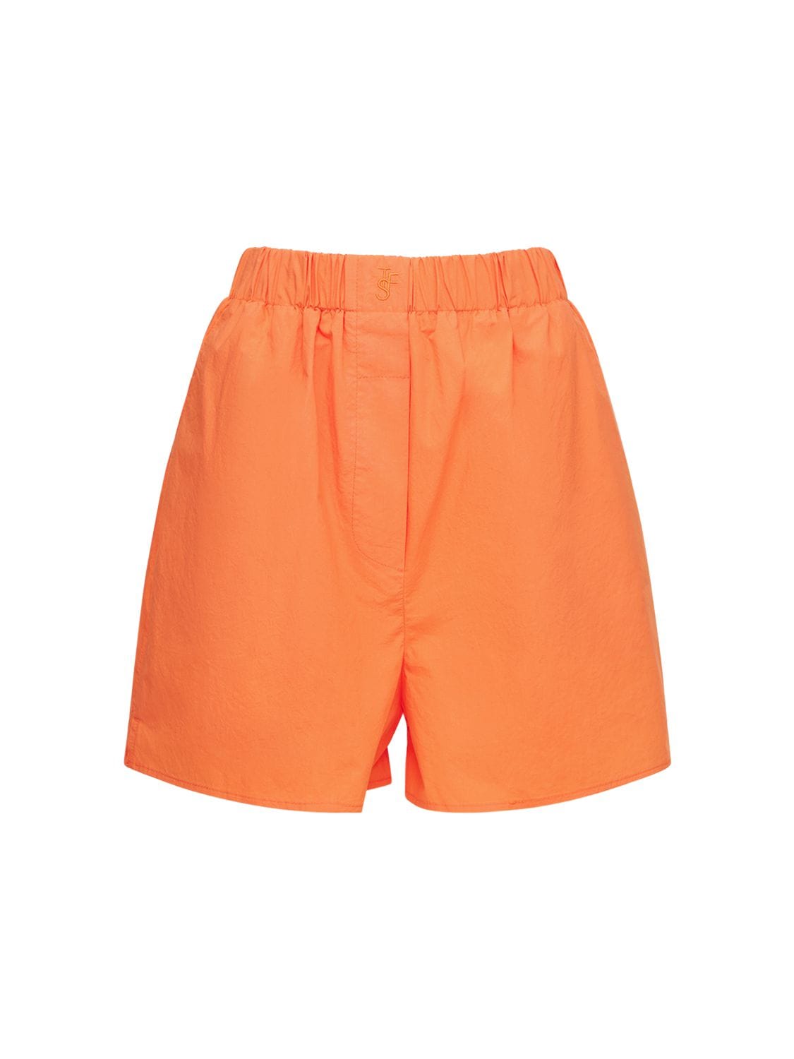 Shop The Frankie Shop Lui Organic Cotton Poplin Boxer Shorts In Orange
