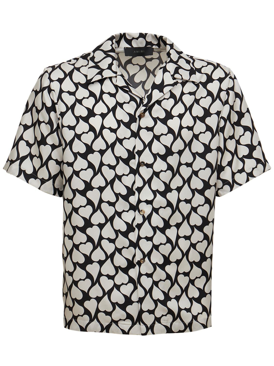 Amiri - Love hearts print silk twill shirt - Black/White | Luisaviaroma