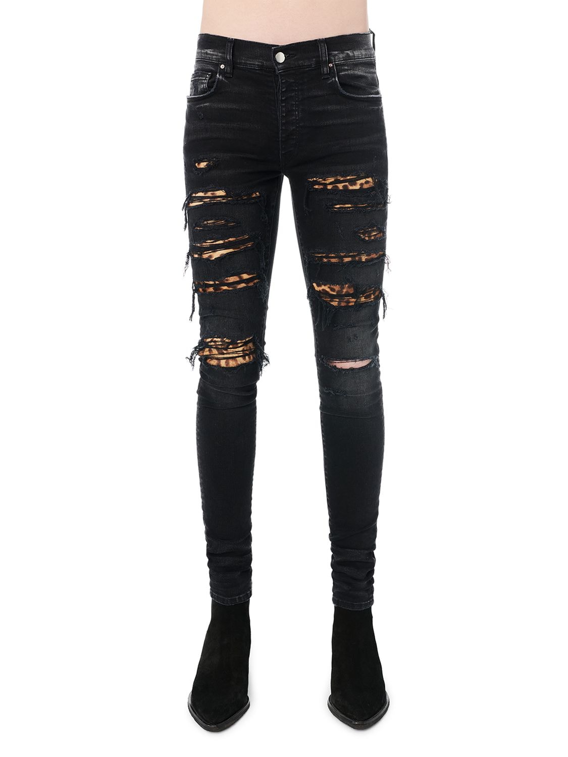 amiri jeans leopard patch