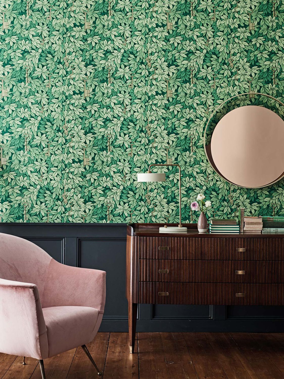 Shop Fornasetti Chiavi Segrete Wallpaper In Green
