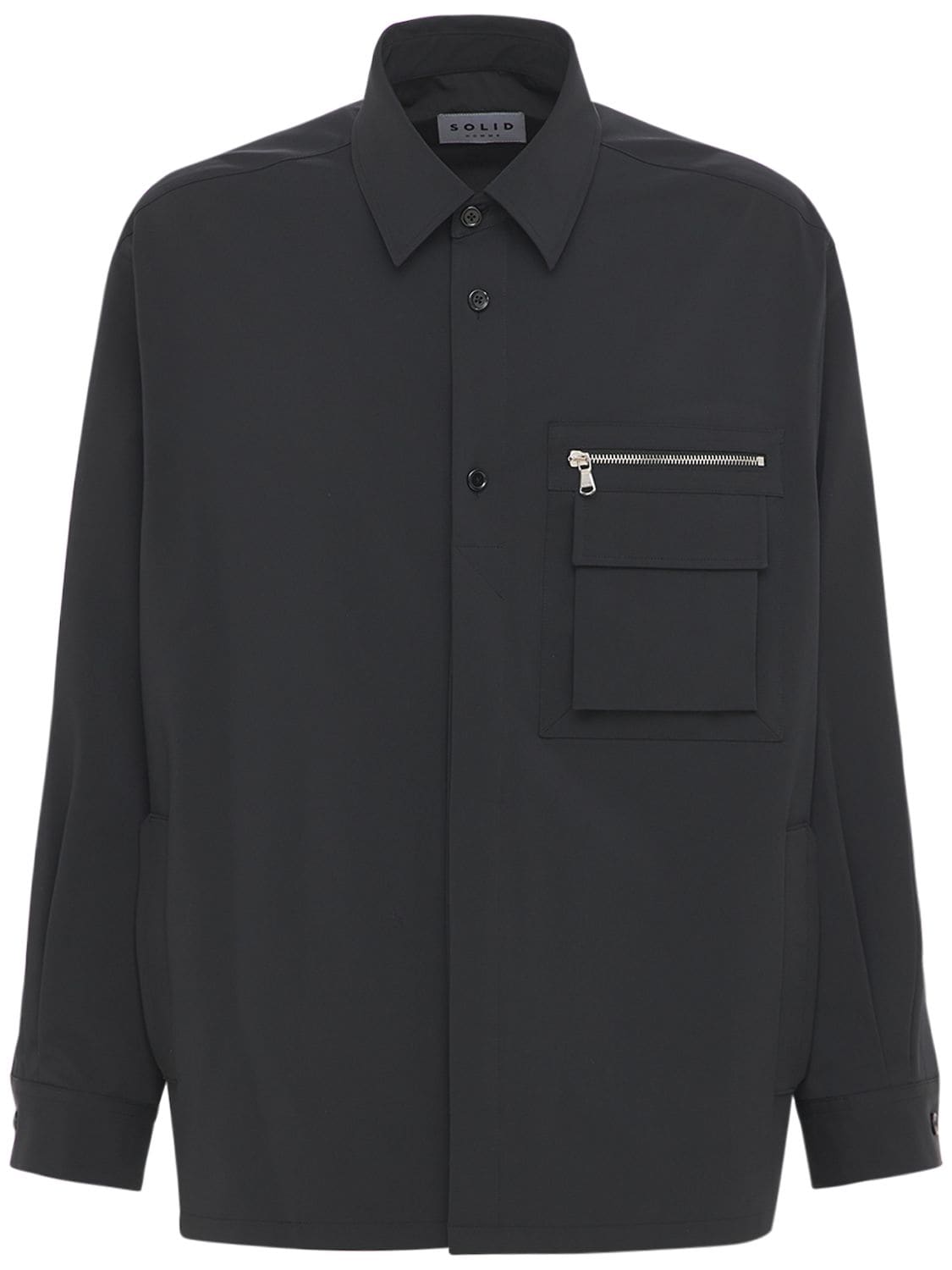 Solid Homme Zipped Pocket Tech Shirt In Black