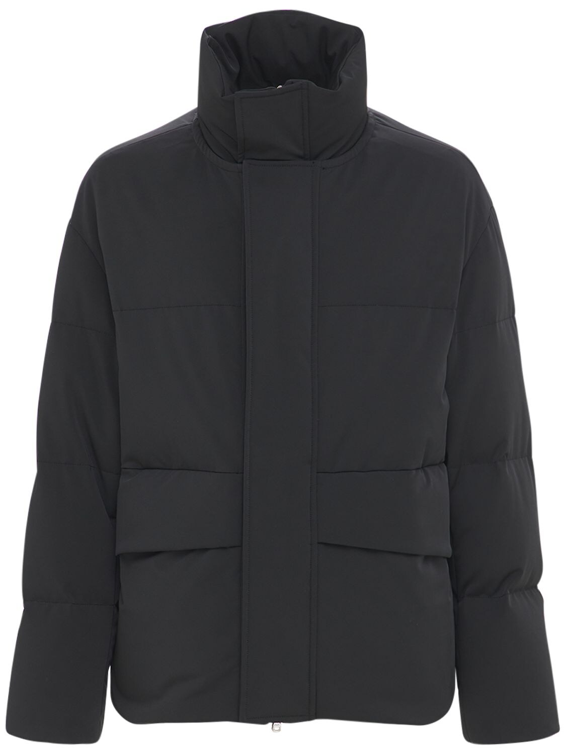 Solid Homme High Collar Down Jacket In Black