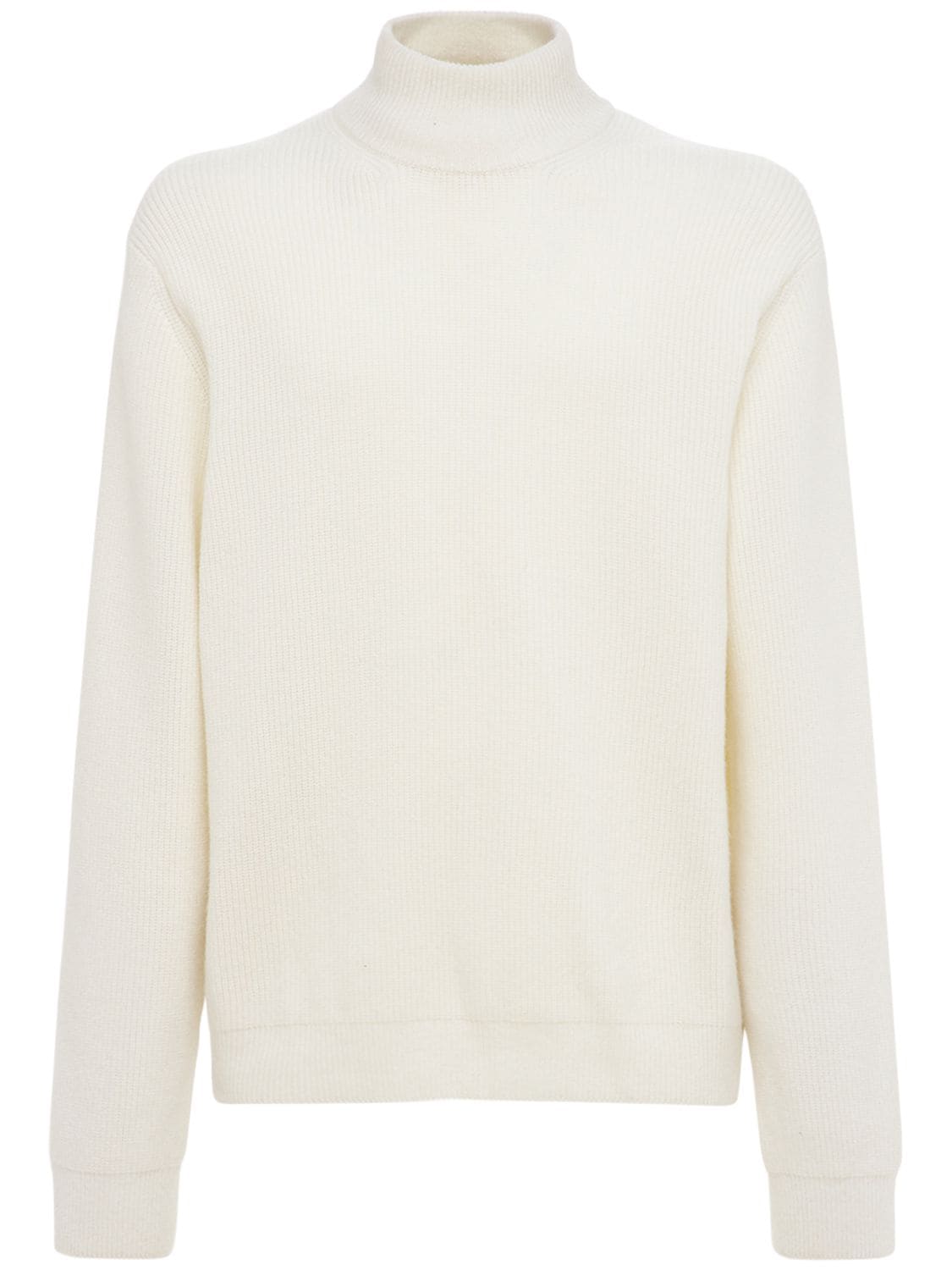 Solid Homme Wool Knit Turtleneck Sweater In White