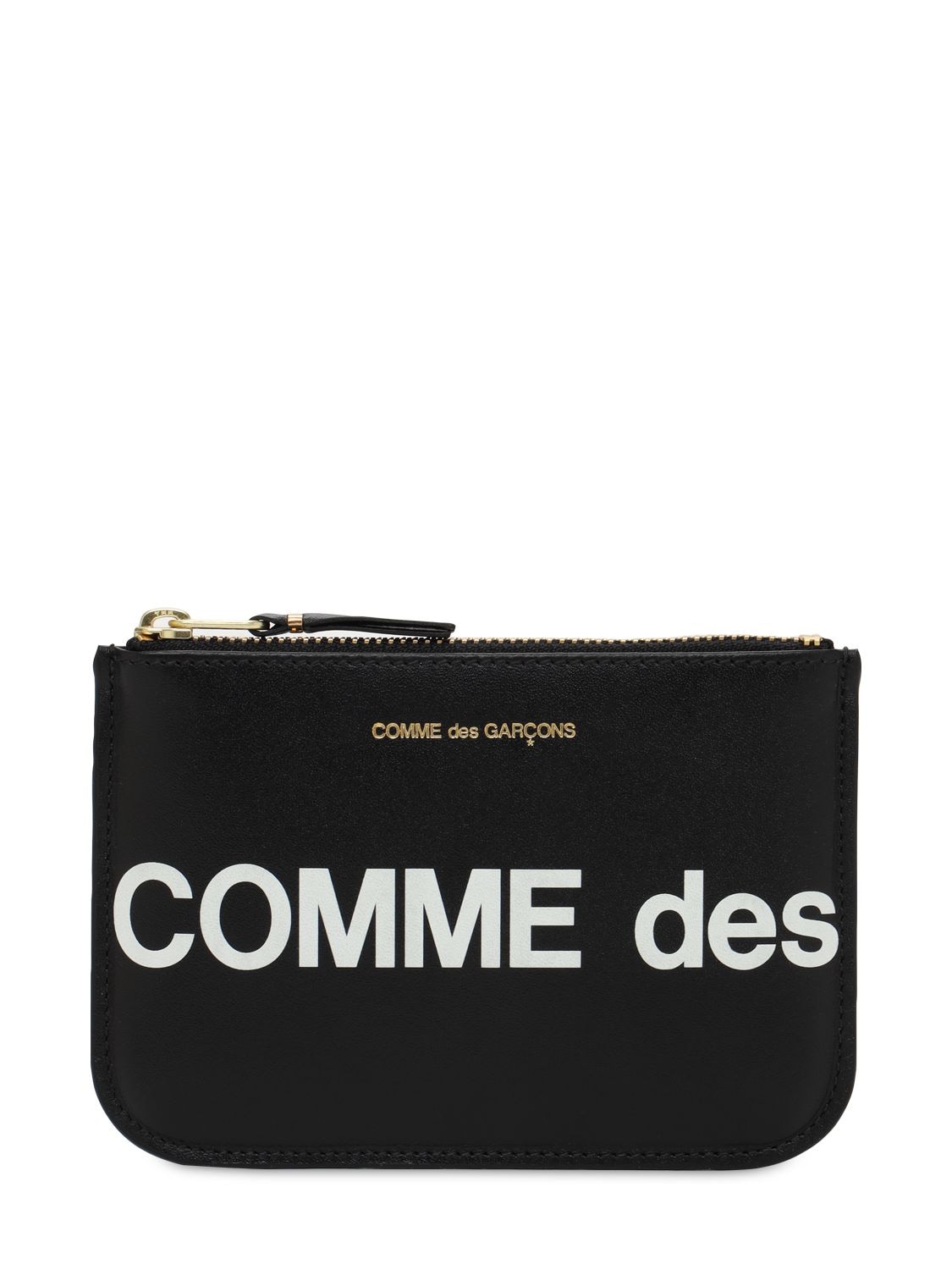 Comme Des Garçons Huge Logo Leather Wallet In Black