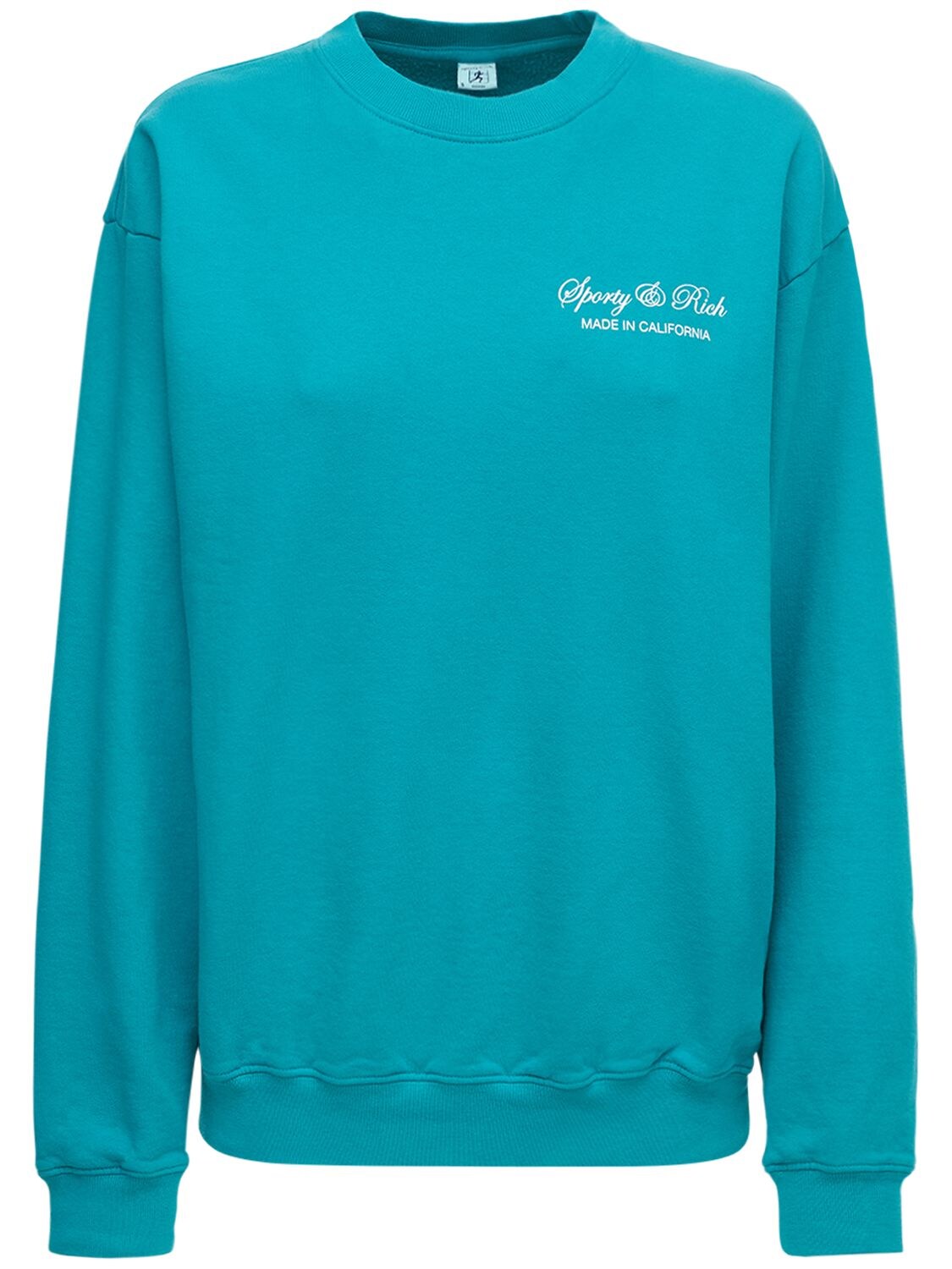 Sporty And Rich Script Logo Crewneck Sweatshirt In Blue | ModeSens