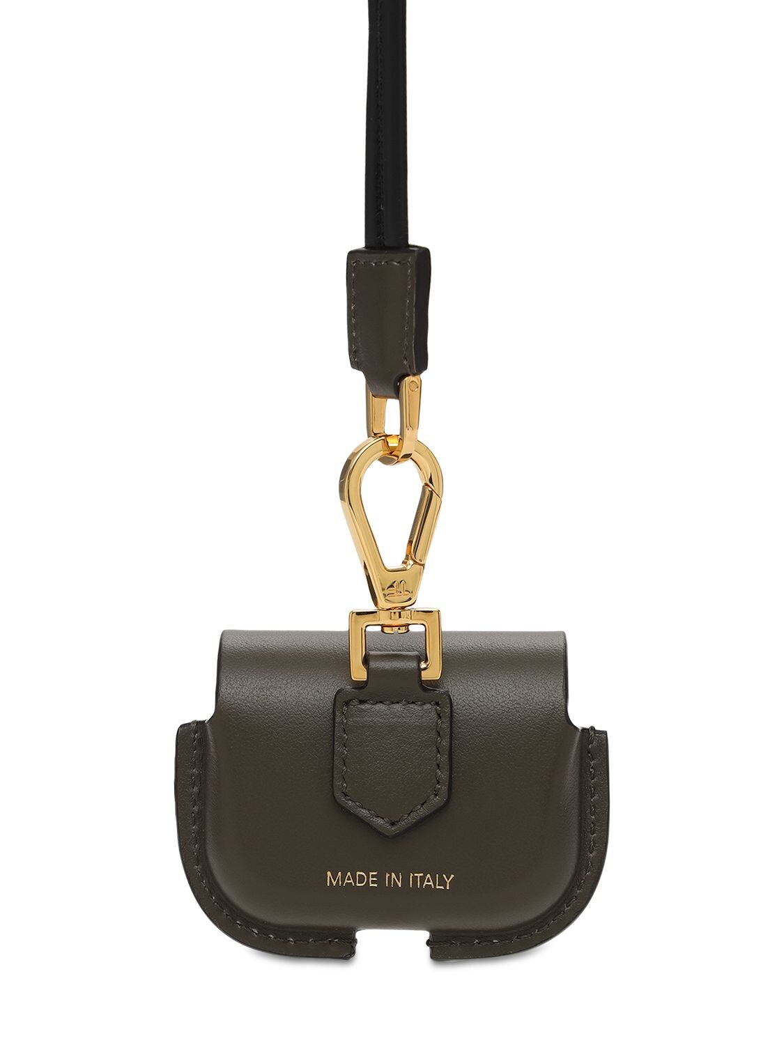 Tom Ford Logo Leather Airpods Case In Dark Olive | ModeSens