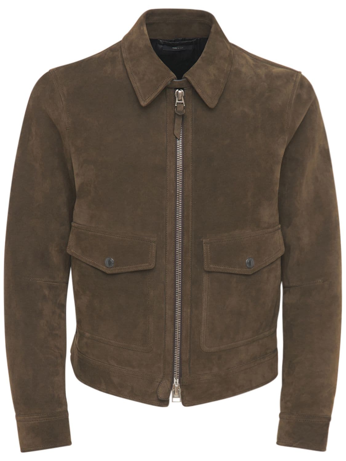 Tom Ford Buttery Suede Shirt Jacket In Brown