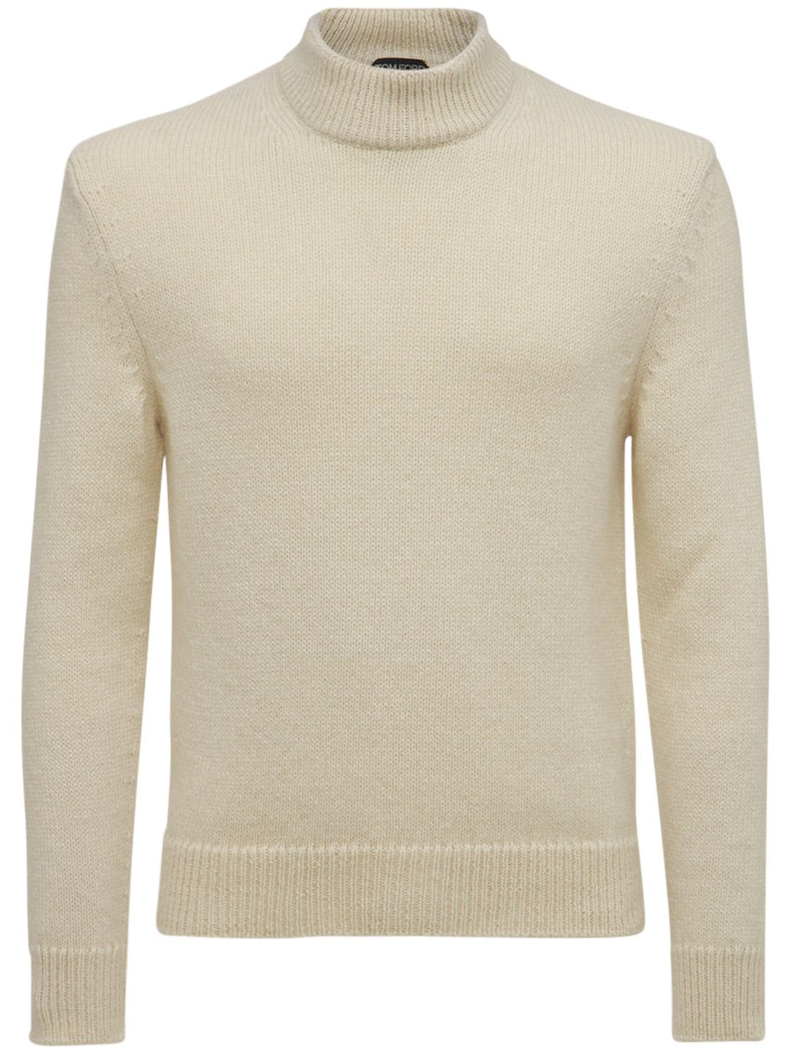 Tom Ford Brushed Cashmere & Wool Knit Sweater In Ivory | ModeSens