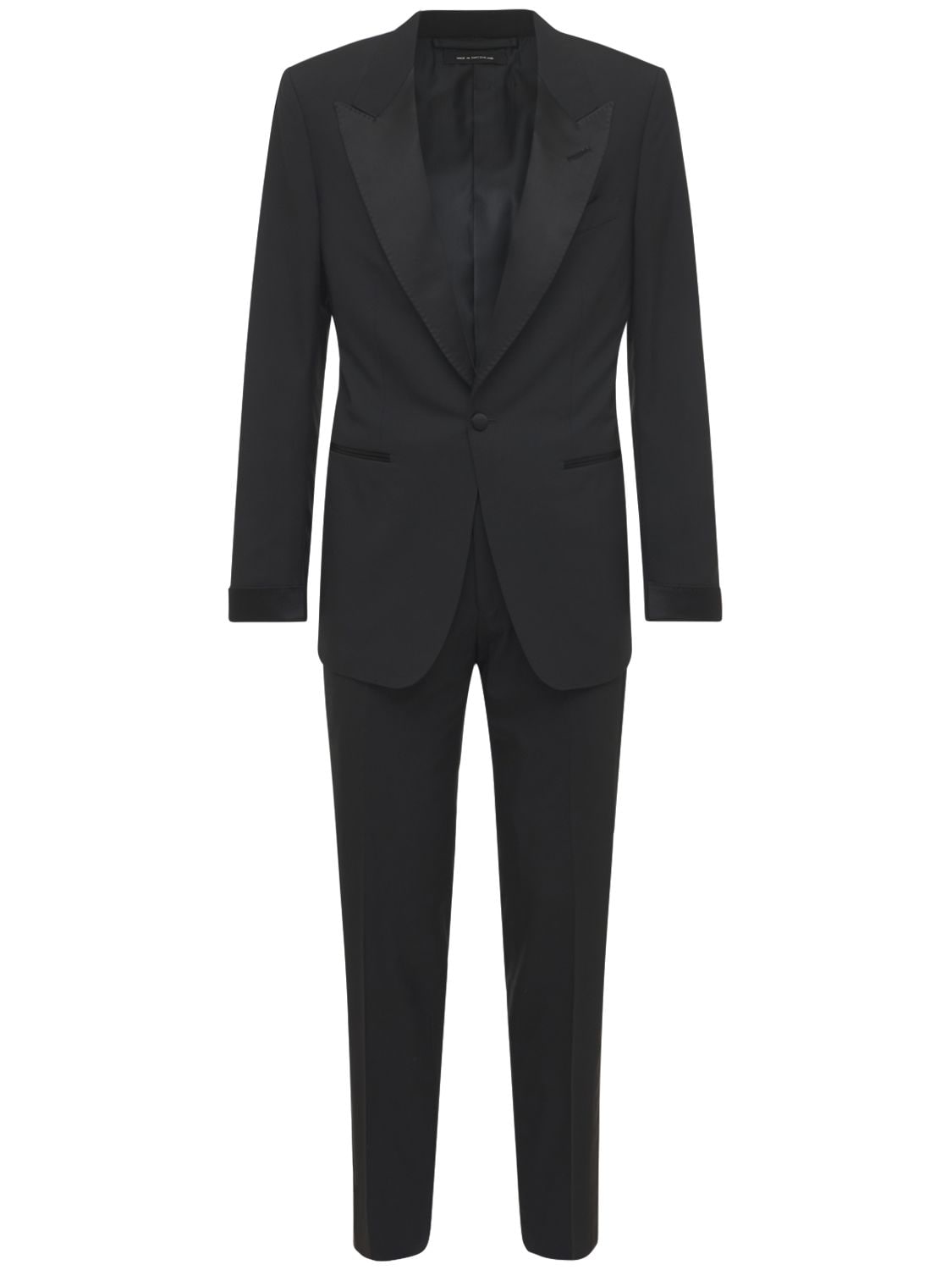 Tom Ford Plain Weave Wool Evening Suit In Black