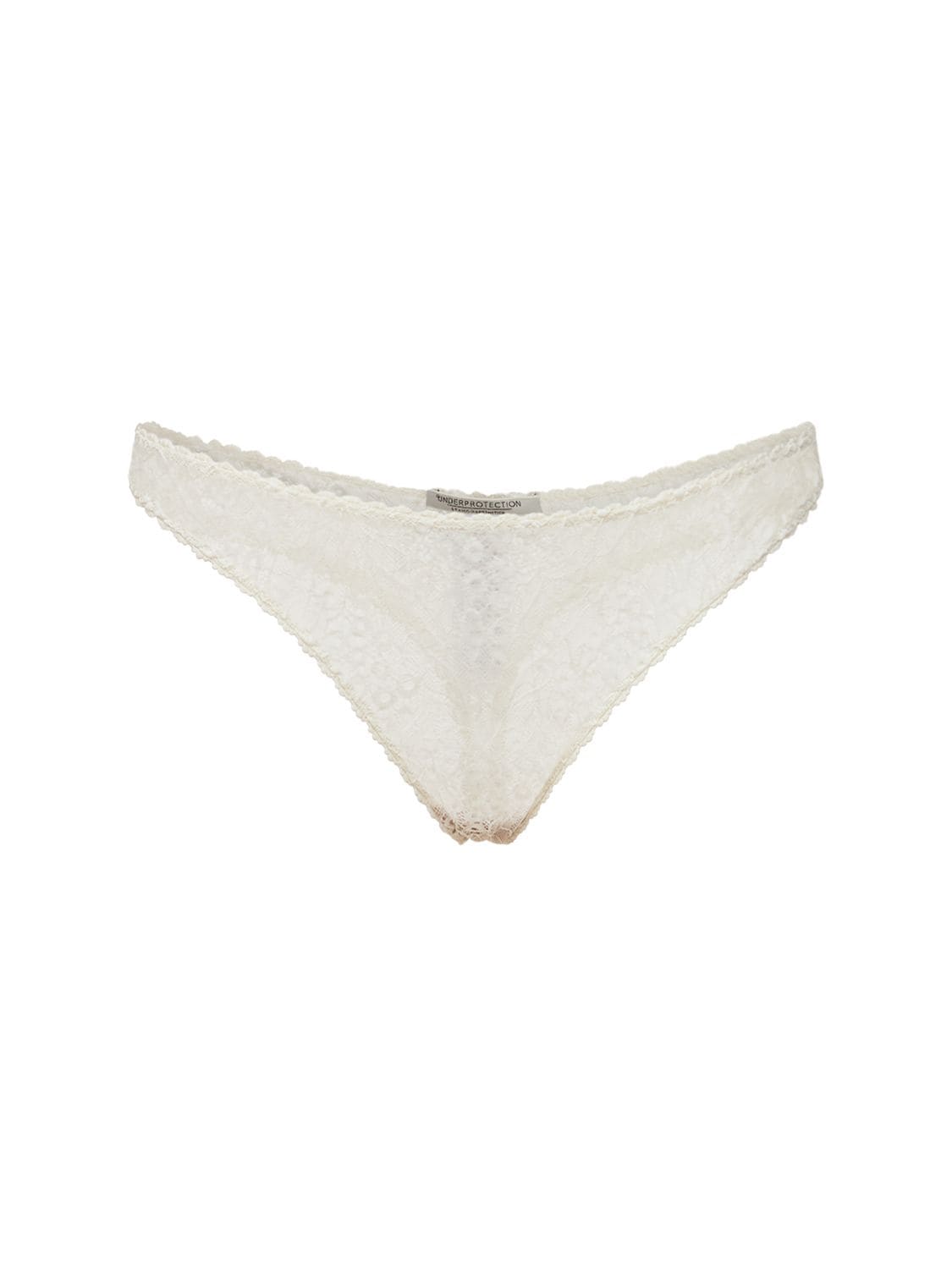 Underprotection - Emma string recycled lace thong - Creme | Luisaviaroma