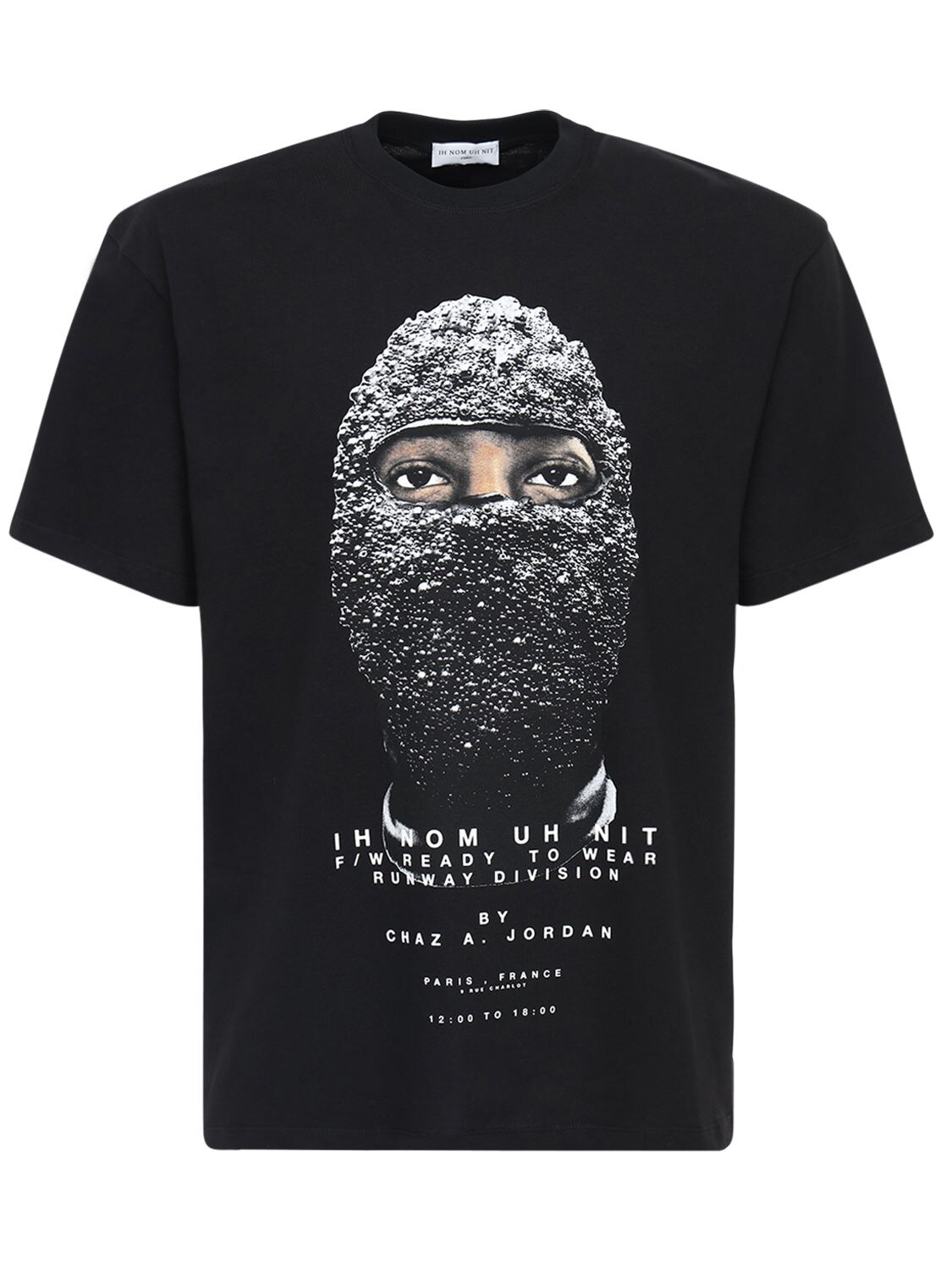 Ih Nom Uh Nit Black Mask Printed Cotton T-shirt
