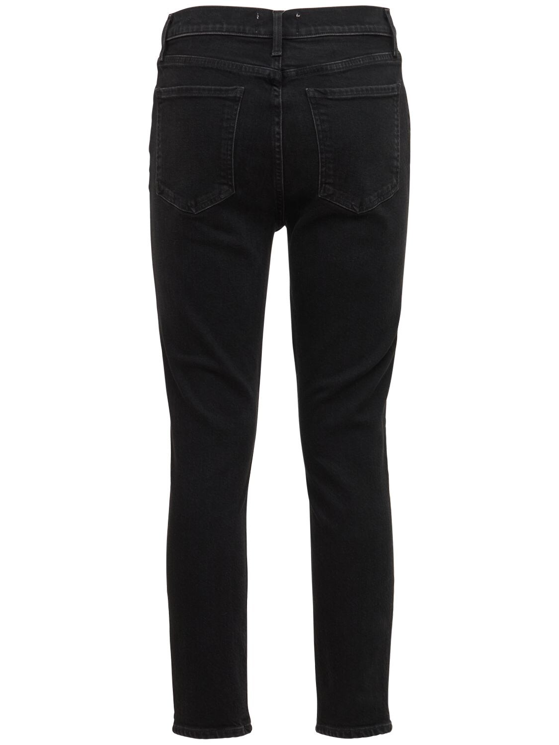 Shop Agolde Nico High Waist Slim Cotton Jeans In Black