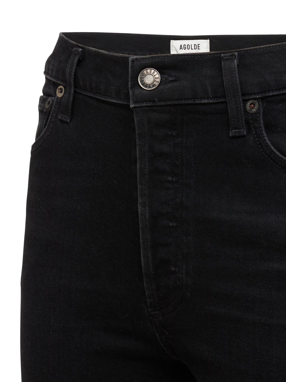 Shop Agolde Nico High Waist Slim Cotton Jeans In Black