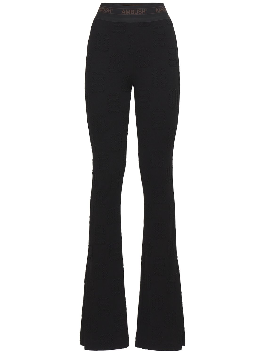 AMBUSH MONOGRAM WOOL BLEND FLARED LEGGINGS,74IY5J006-MTAWMA2