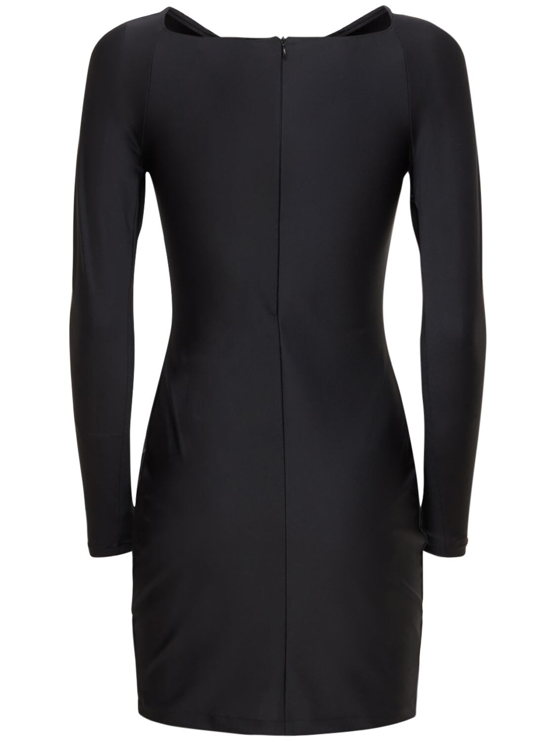 Shop Coperni Twisted Cutout Jersey Mini Dress In Black