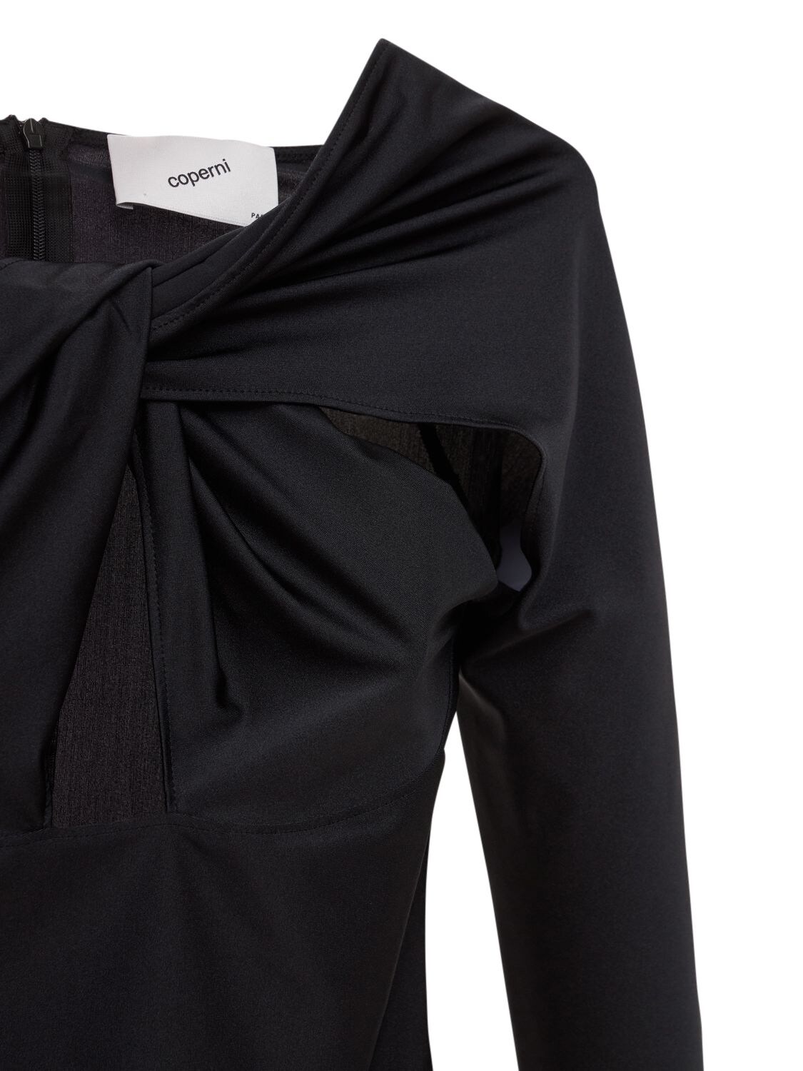 Shop Coperni Twisted Cutout Jersey Mini Dress In Black