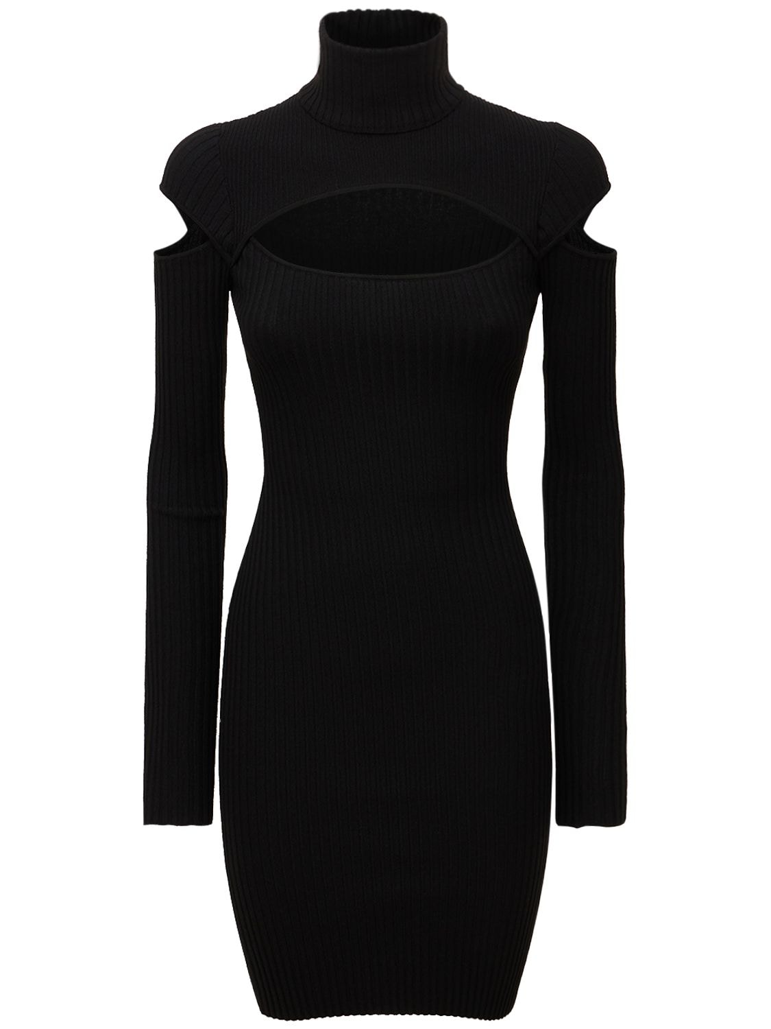 Andrea Adamo Lvr Exclusive Rib Knit Mini Dress In Black
