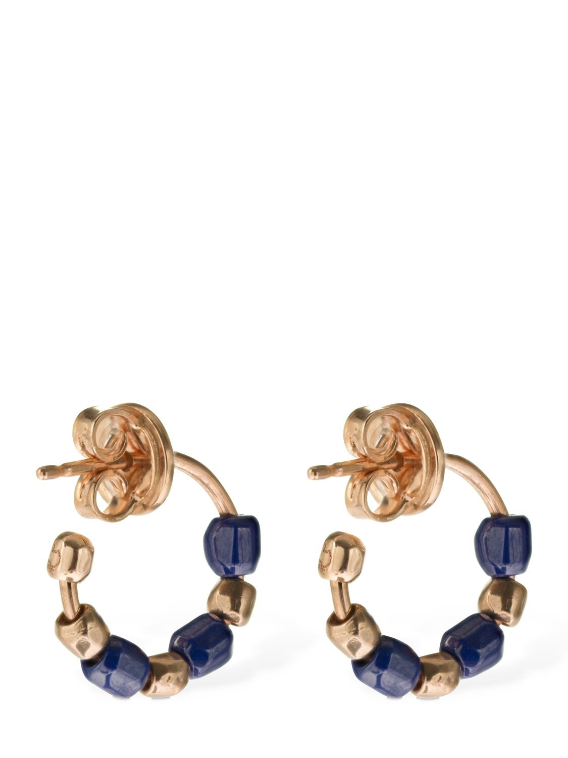 Shop Dodo Granelli 9kt & Blue Ceramic Earrings In R.gold,blue