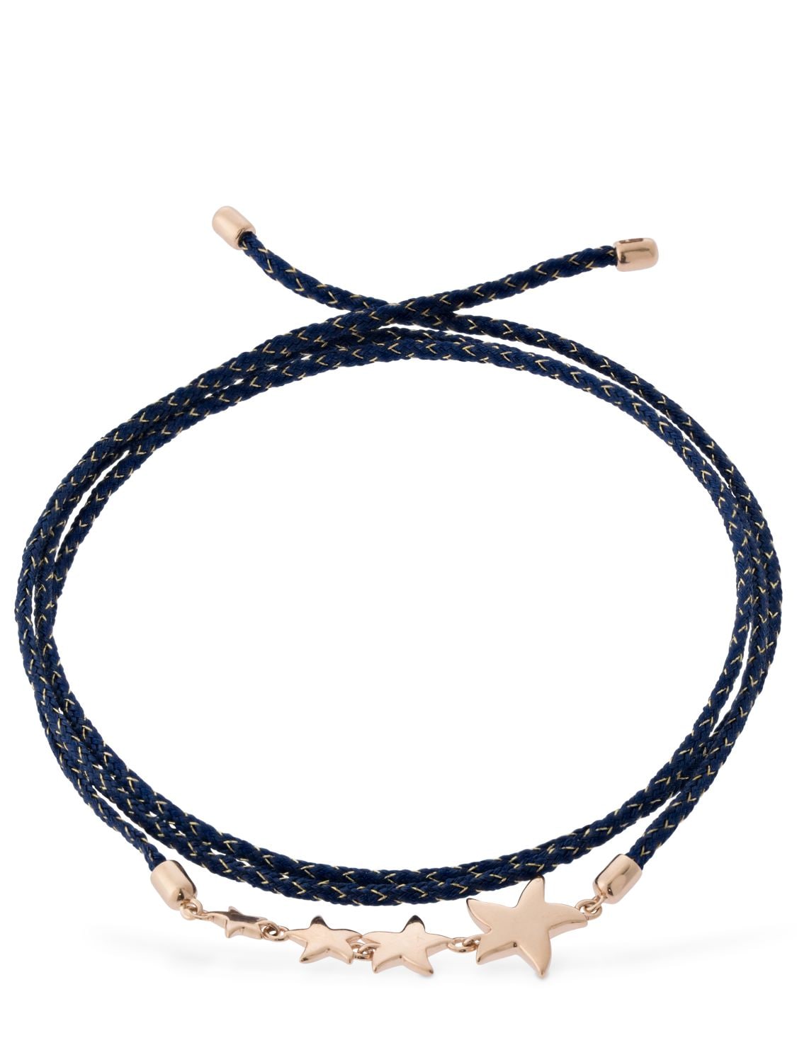 Dodo Stellina 9kt Gold & Cord Necklace In Blue,rosegold