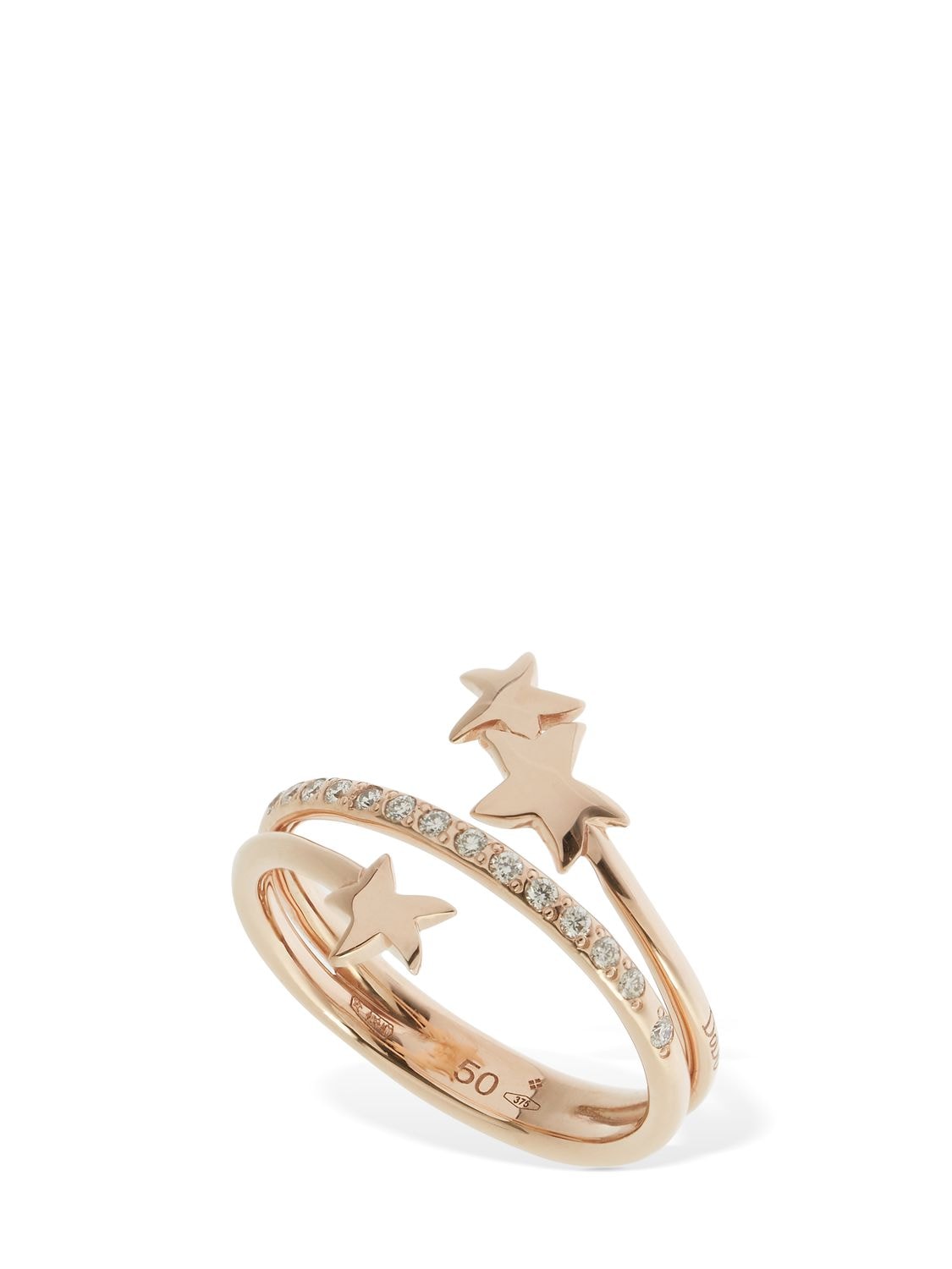 Dodo Stellina 9kt Gold & Diamond Ring In R.gold,crystal