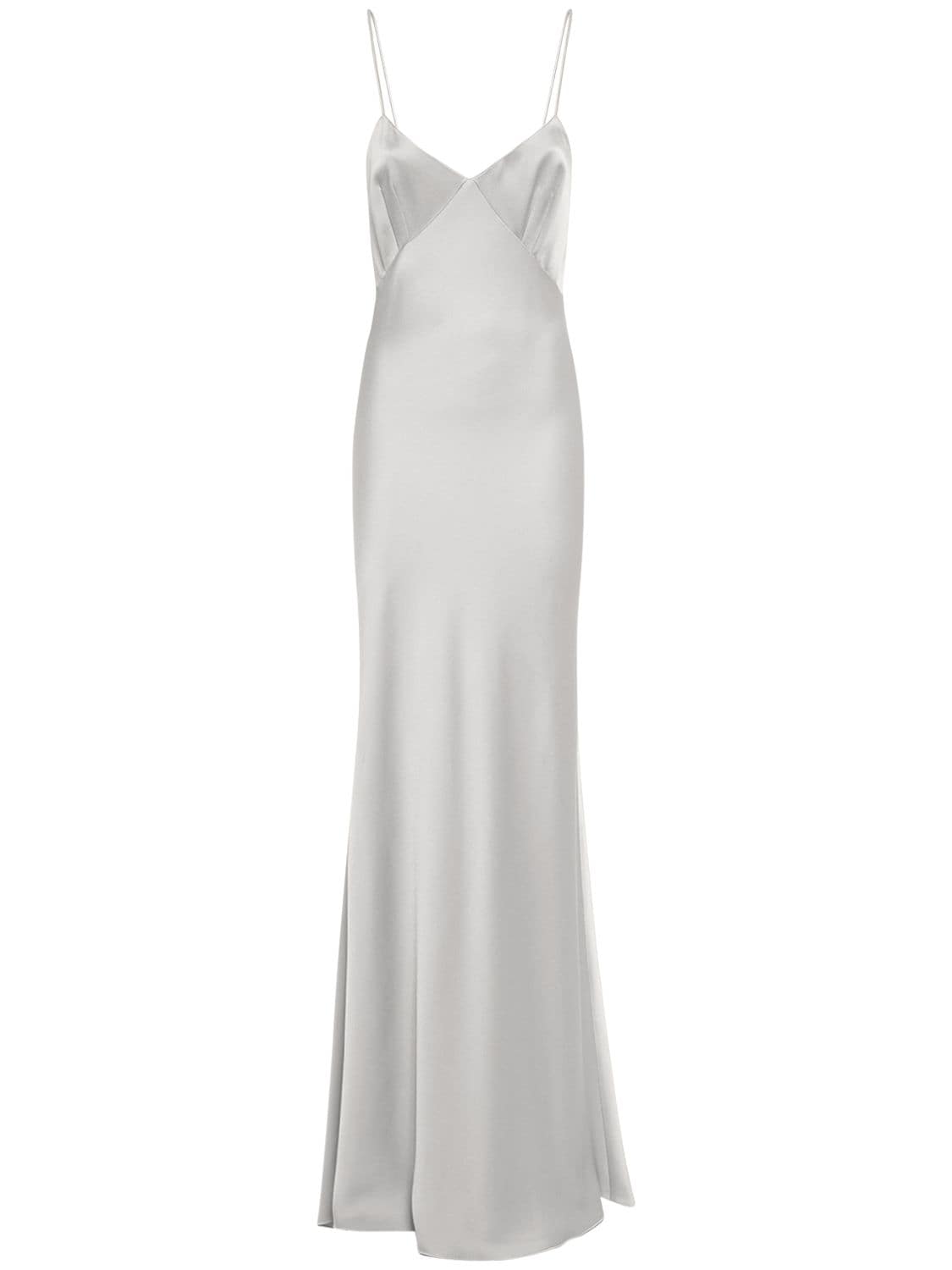 Max Mara Long Crepe Envers Satin Slip Dress In Grey | ModeSens