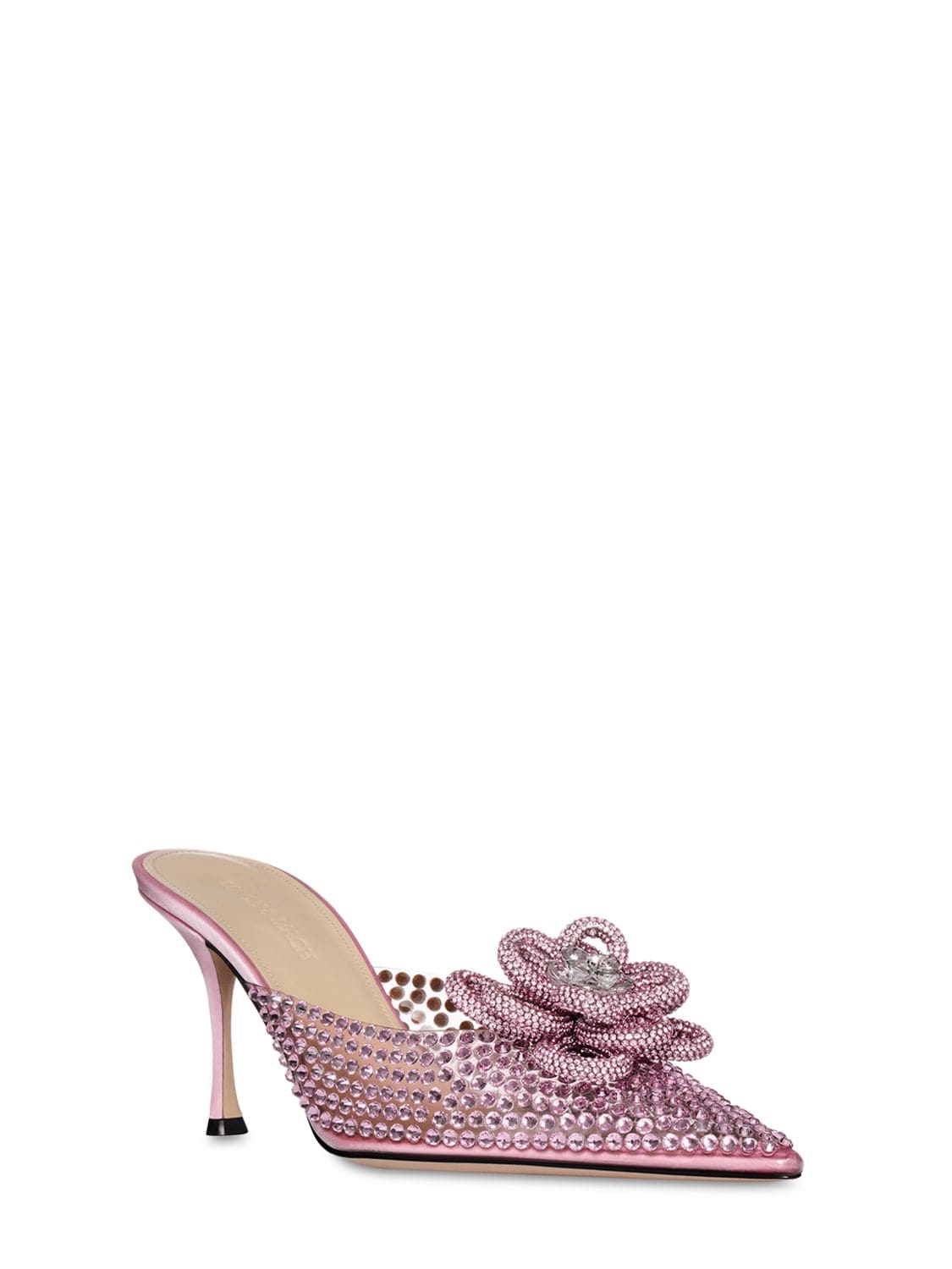 Mach & Mach 85 Pink Crystal-embellished Pvc Mules | ModeSens