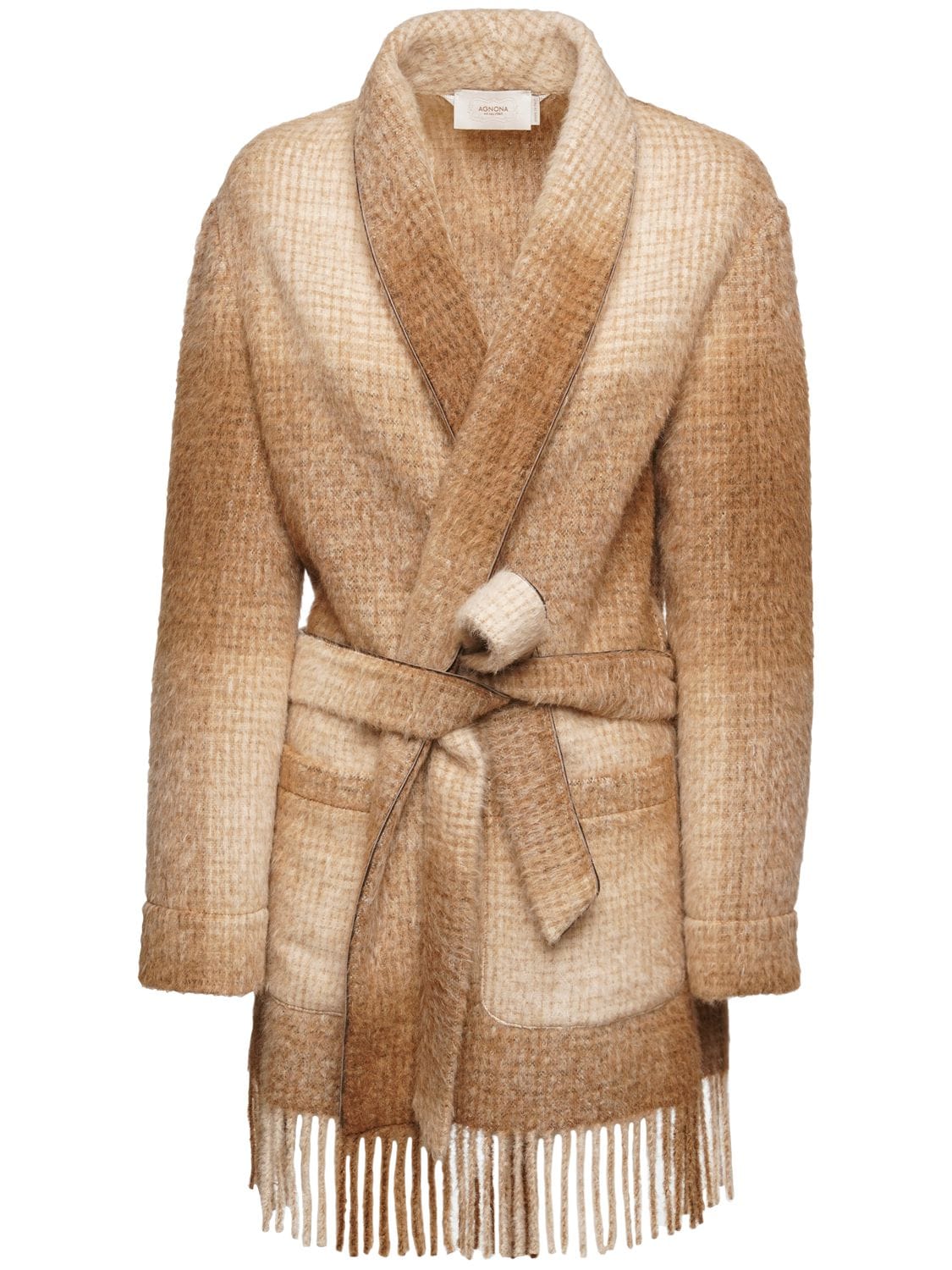 Image of Shaded Alpaca Blend Check Short Robe