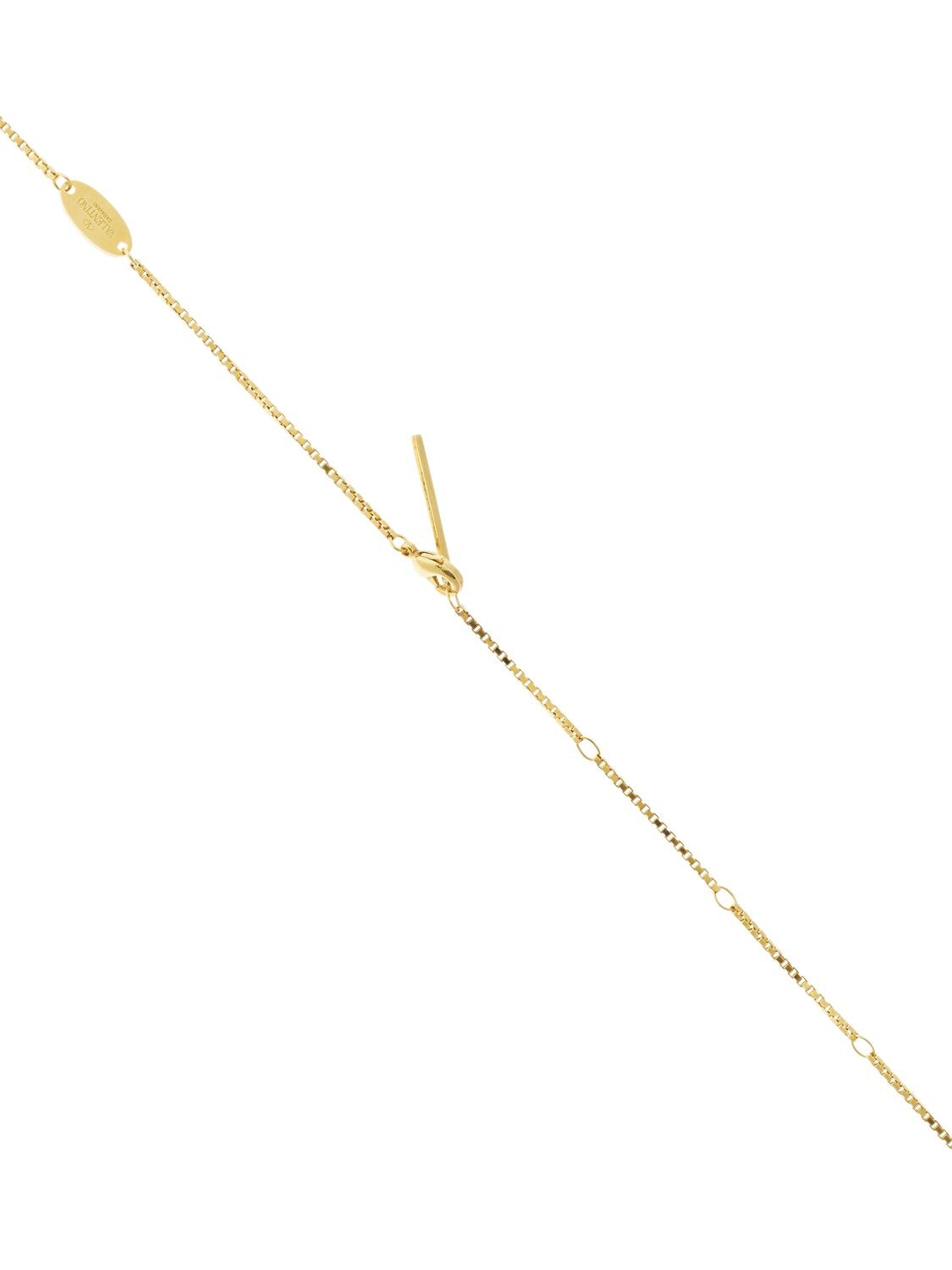 Shop Valentino Rockstud Airpods Holder Necklace In Gold