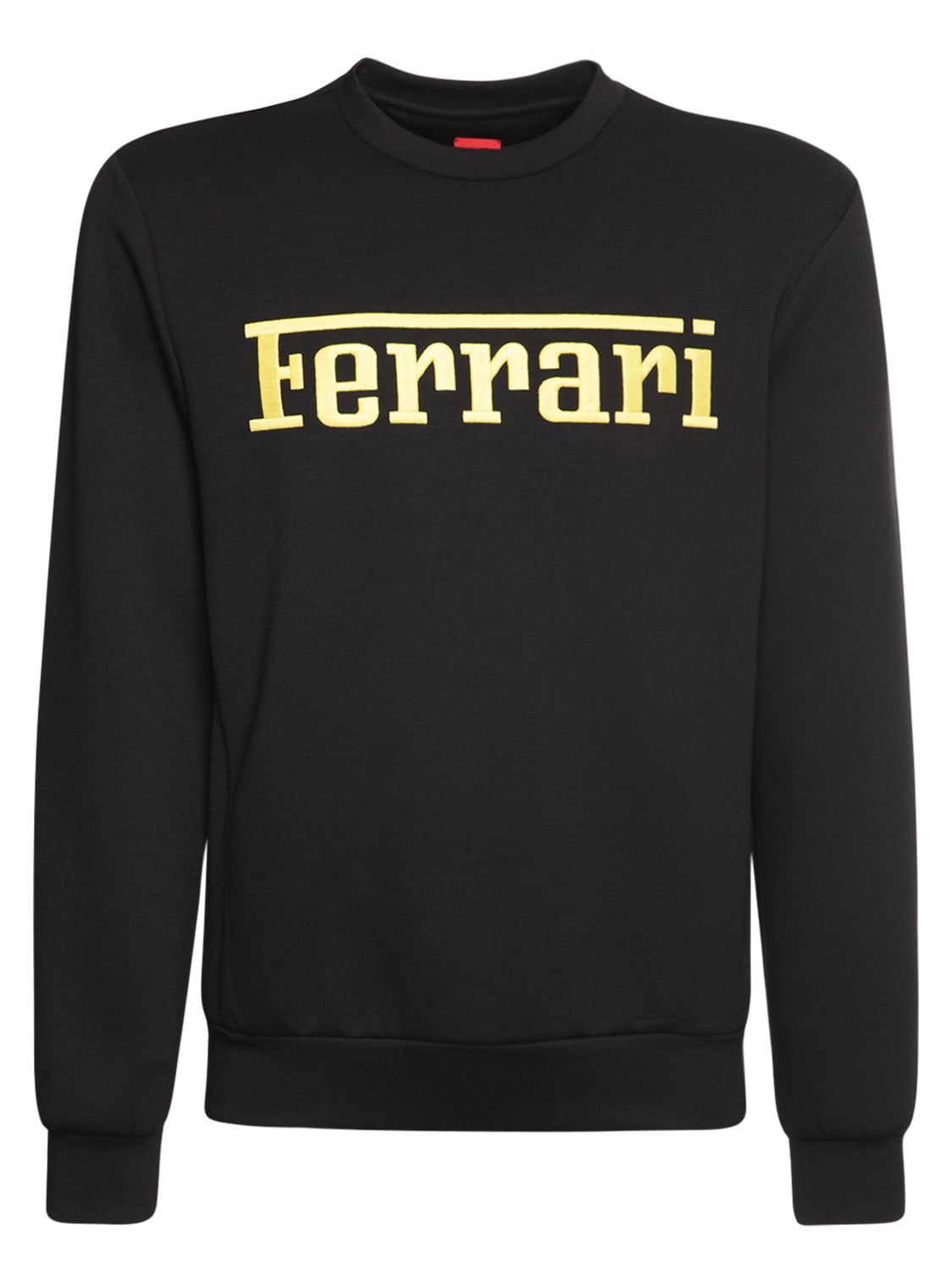 Ferrari Logo Print Recycled Jersey Sweatshirt Black