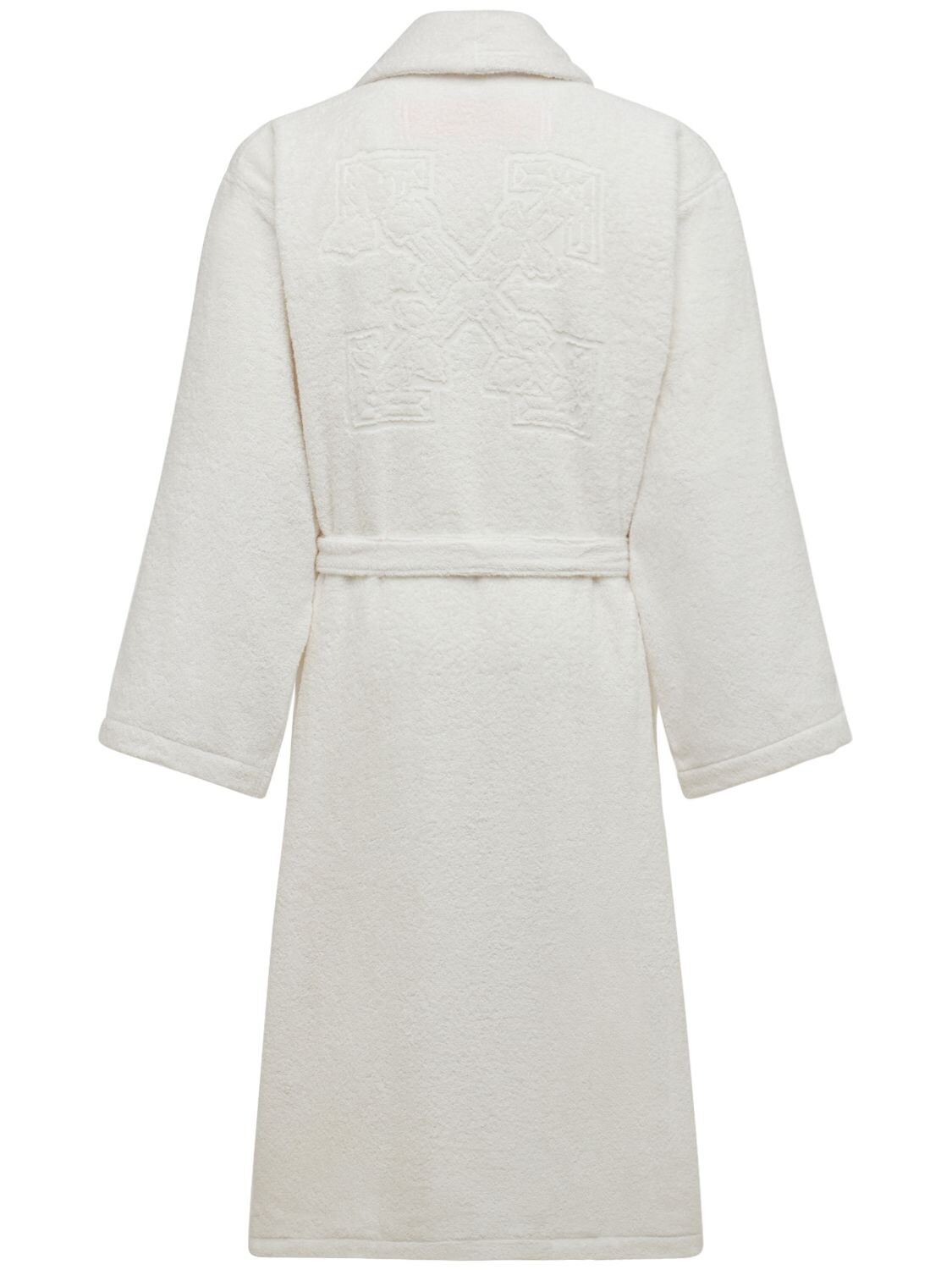 Shop Off-white Arrow Leaves Bathrobe In White