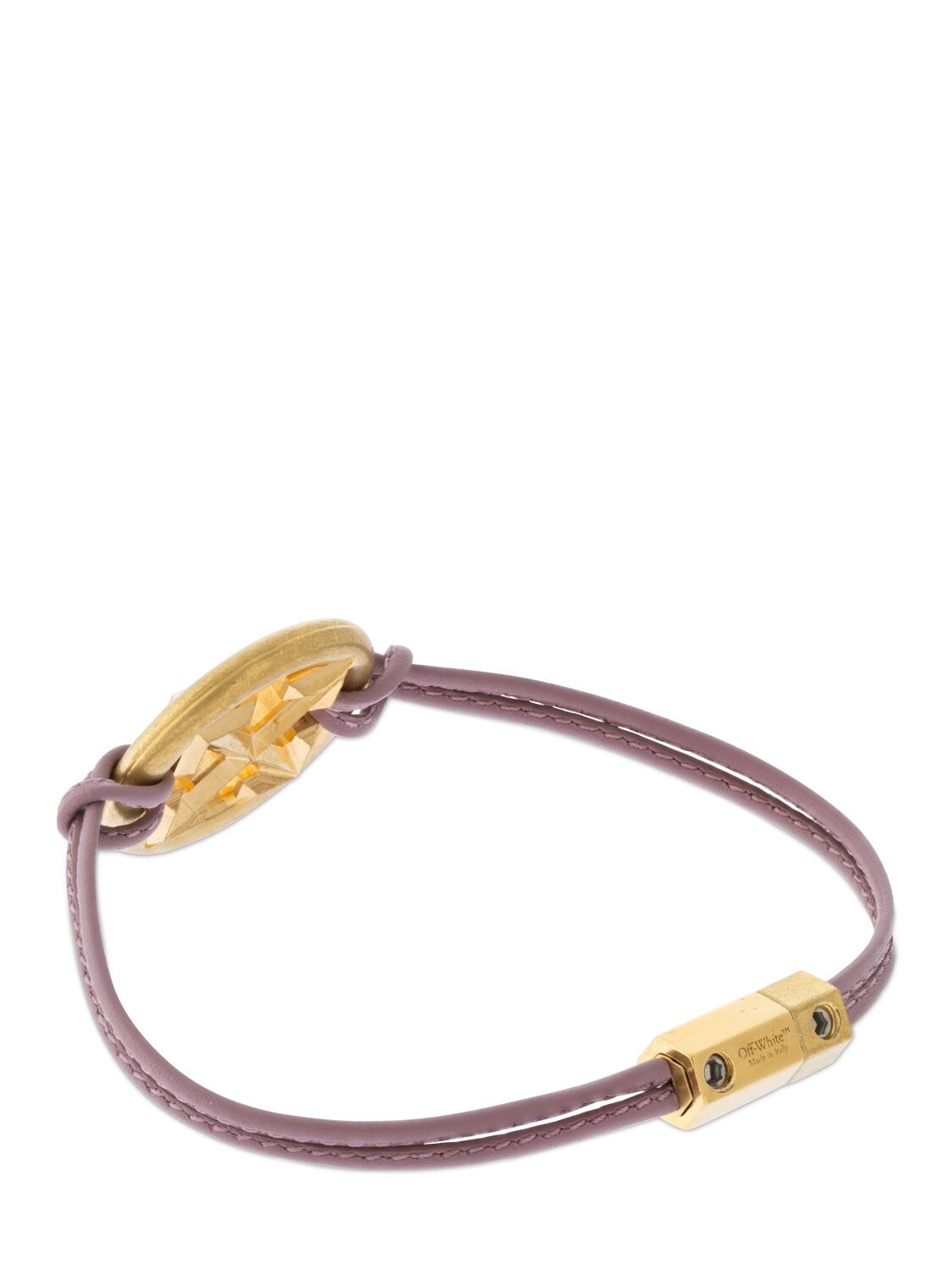 Shop Off-white Arrow Leather Bracelet In Lila,gold