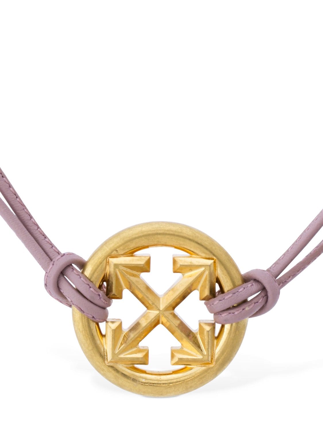 Shop Off-white Arrow Leather Necklace In Lila,gold
