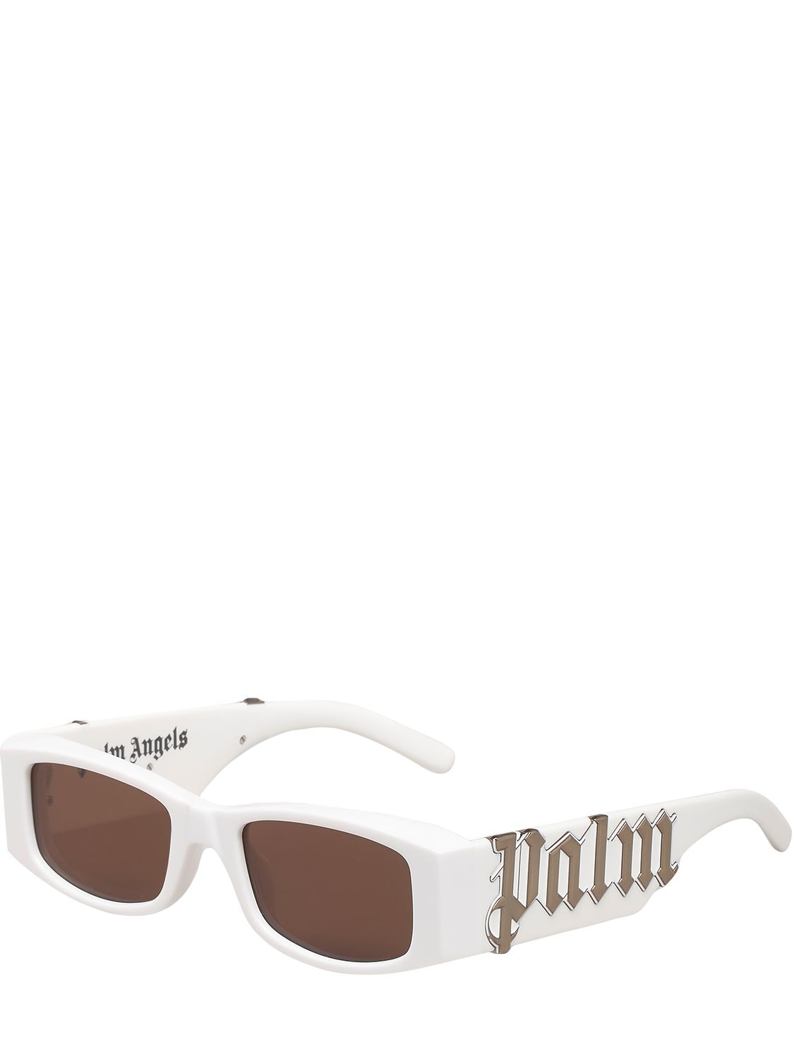 Shop Palm Angels Angel Squared Acetate Sunglasses In White,brown