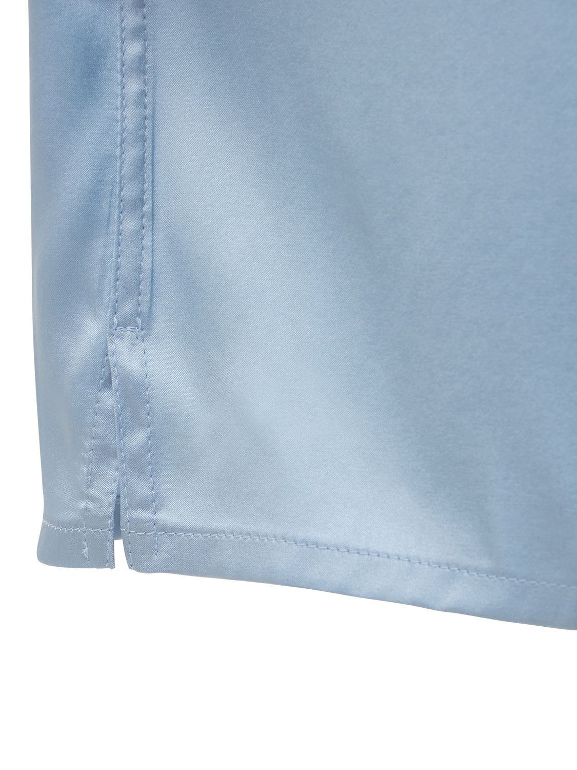 Shop Tom Ford Logo Silk Satin Mini Shorts In Light Blue