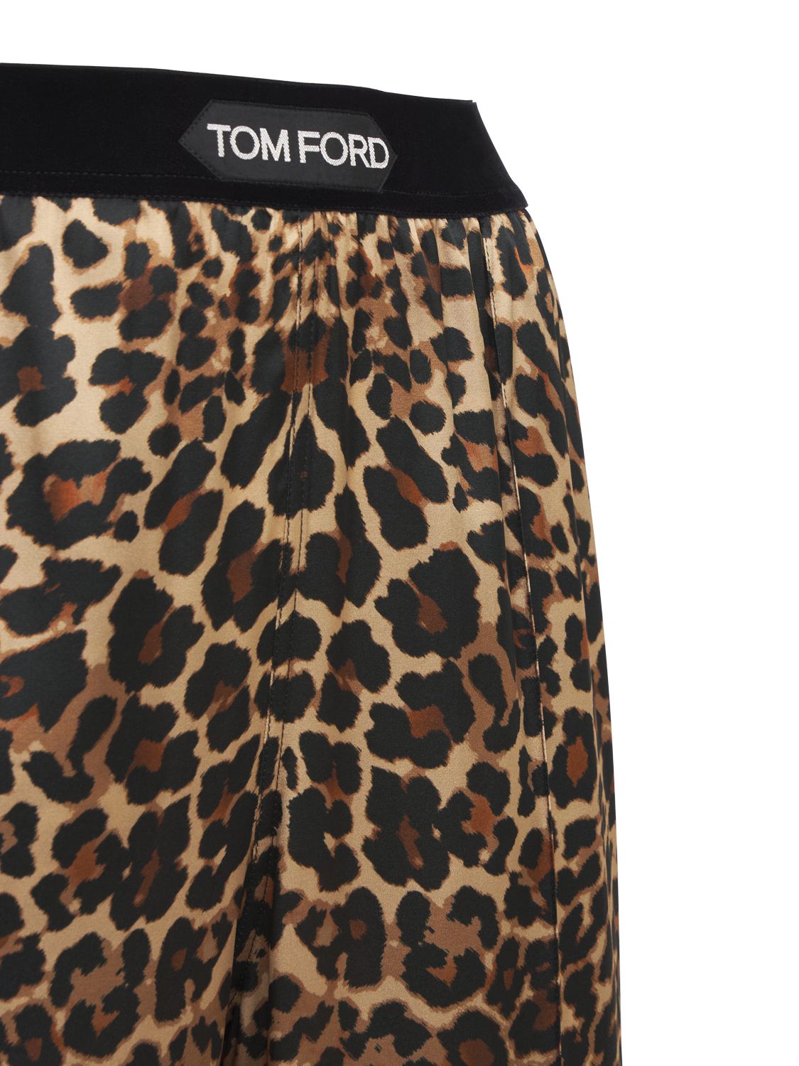 Shop Tom Ford Printed Logo Silk Satin Pajama Pants In Multicolor