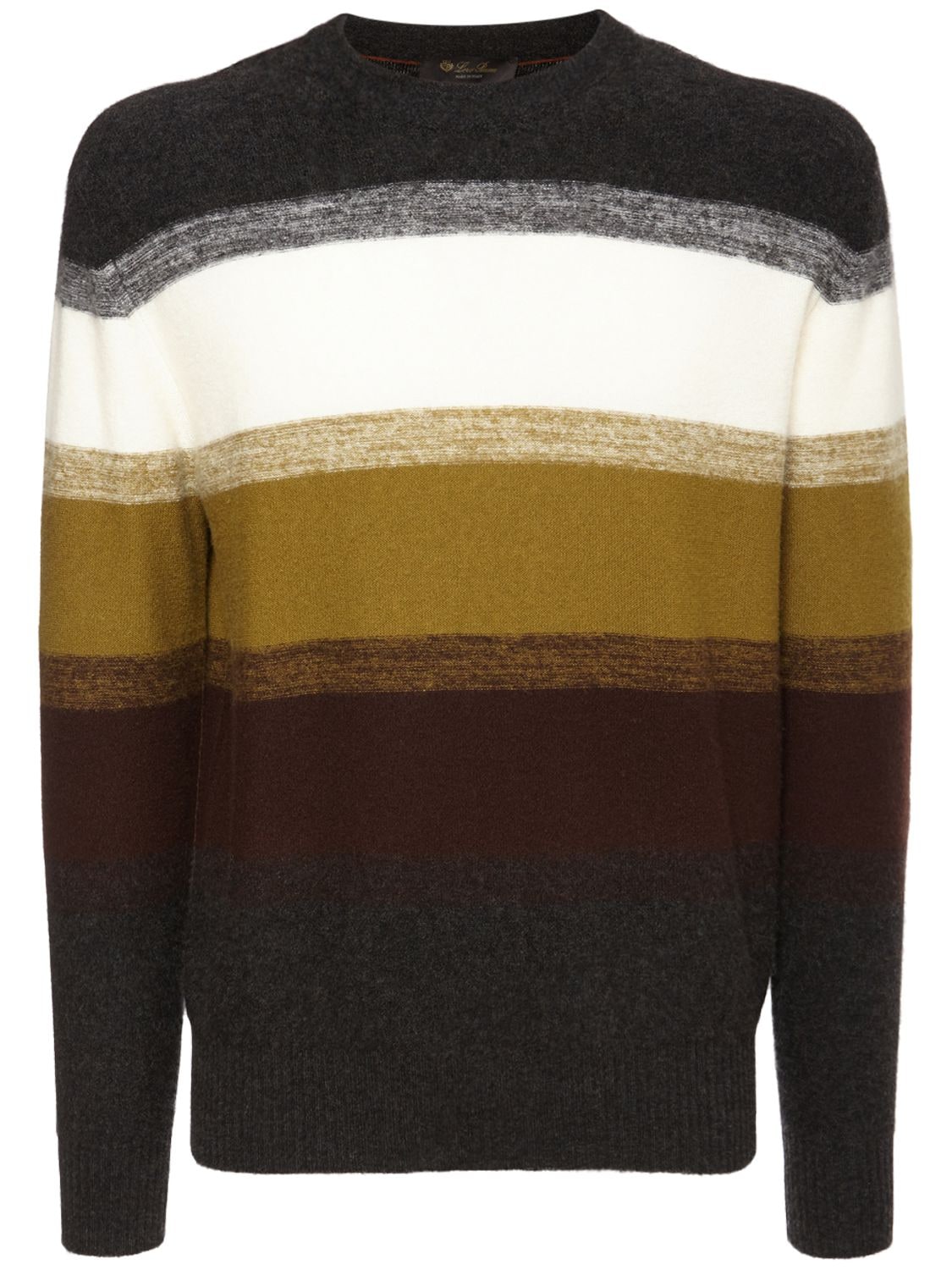 Loro Piana Glenshell Striped Cashmere And Silk-blend Sweater In Multicolor
