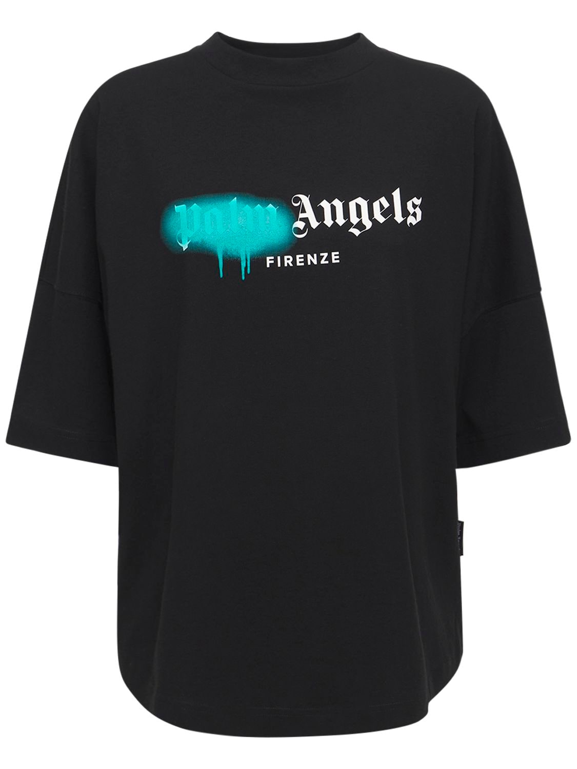 Palm Angels Lvr Exclusive Spray Logo Over T-shirt In Black,green 