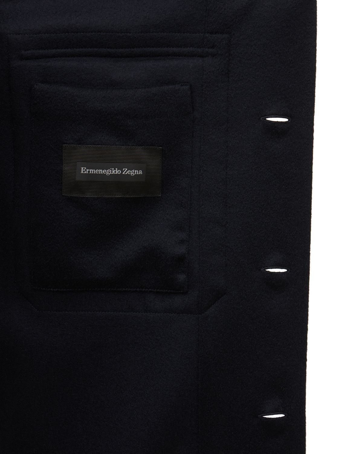 Shop Zegna Pure Cashmere Overshirt In Dark Blue