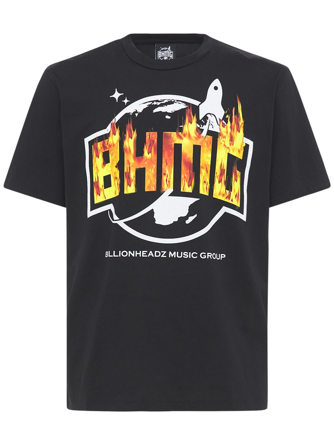 Bhmg Cotton Fire Logo T-shirt In Black