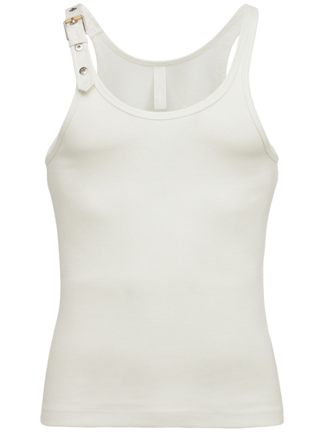 DION LEE RIBBED COTTON TANK TOP W/BUCKLE STRAP,74IYDK007-SVZPULK1