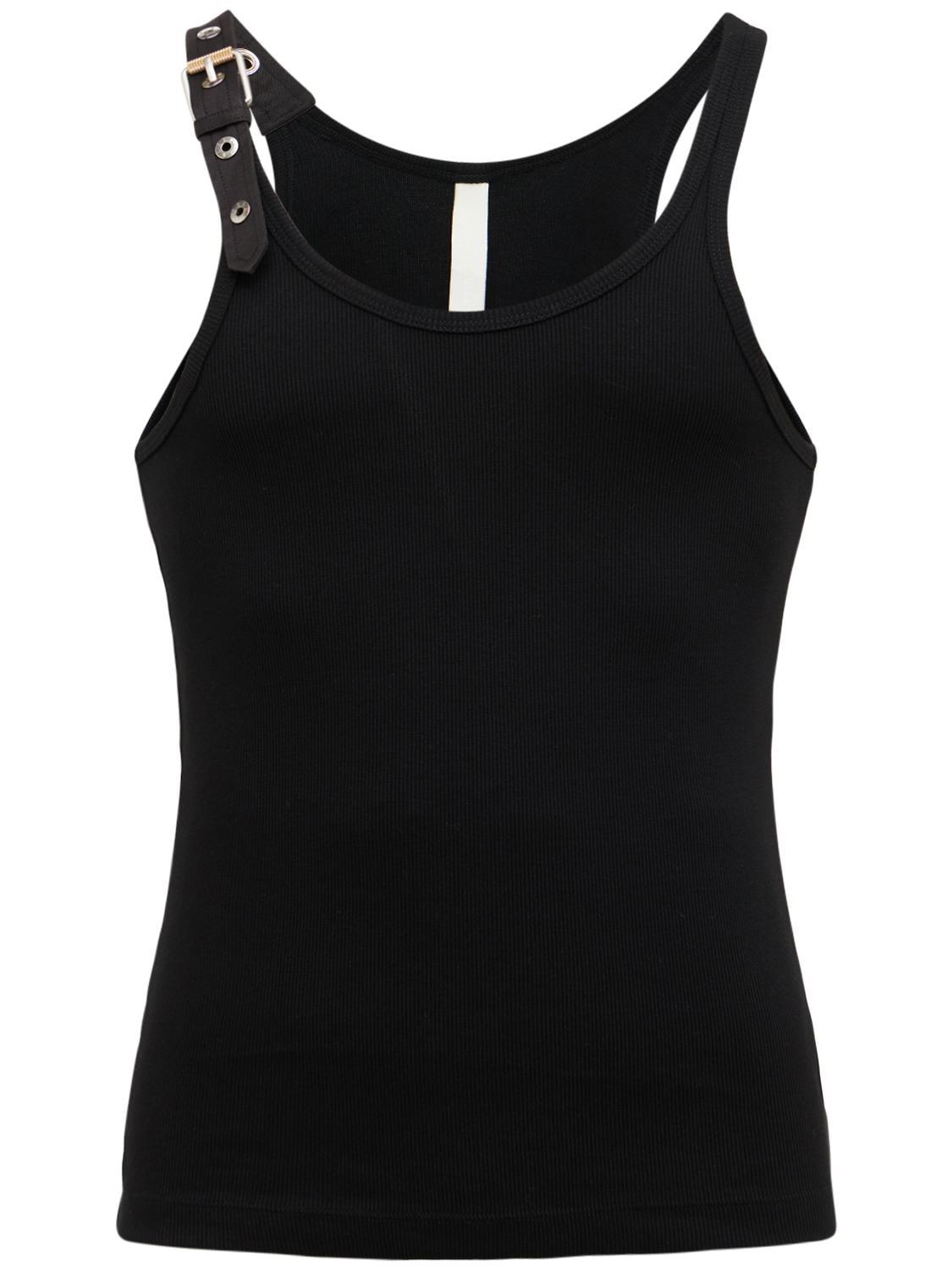 DION LEE RIBBED COTTON TANK TOP W/BUCKLE STRAP,74IYDK007-QKXBQ0S1