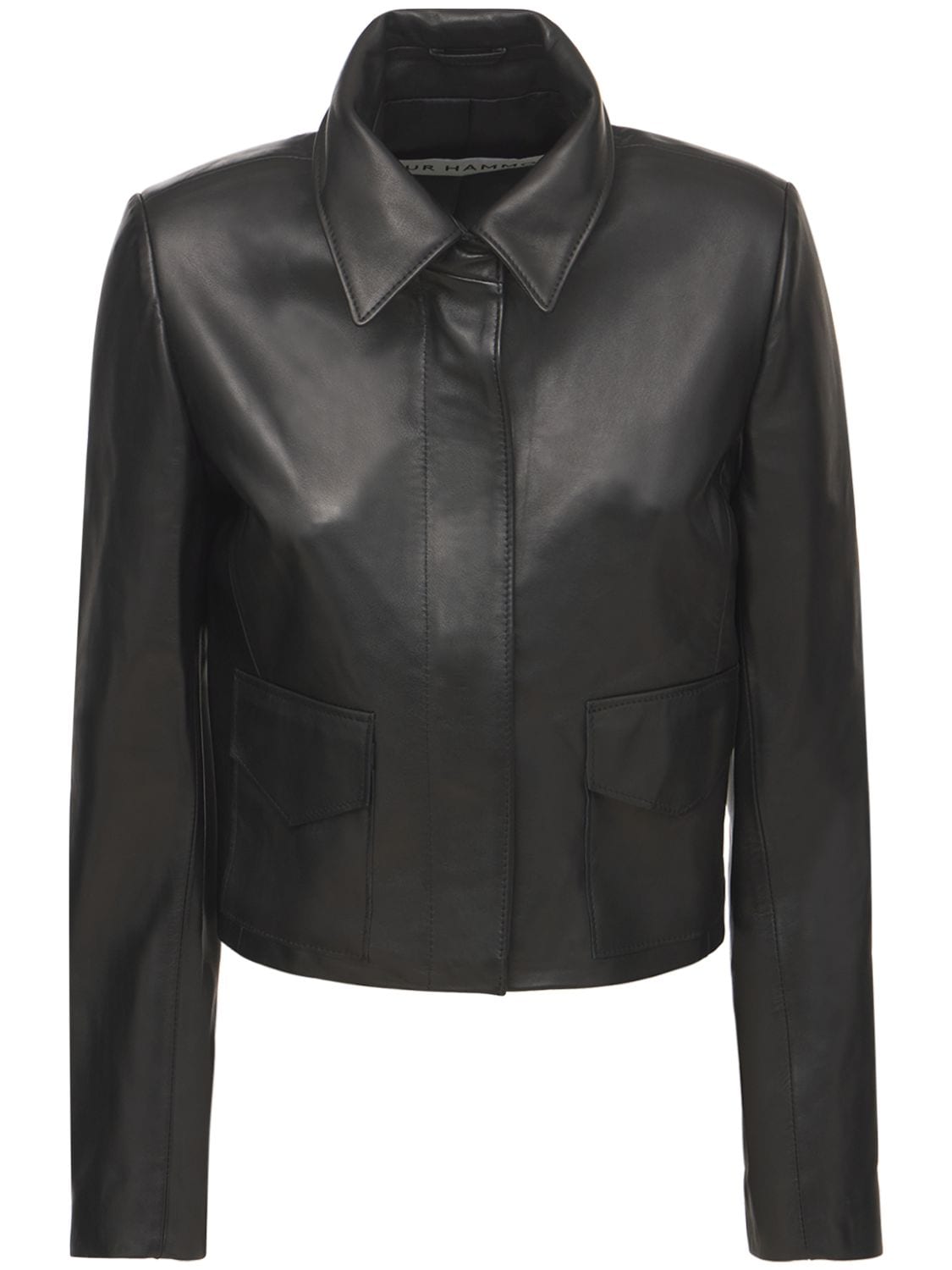 Nour Hammour Bleeker Minimal Leather Jacket In Black