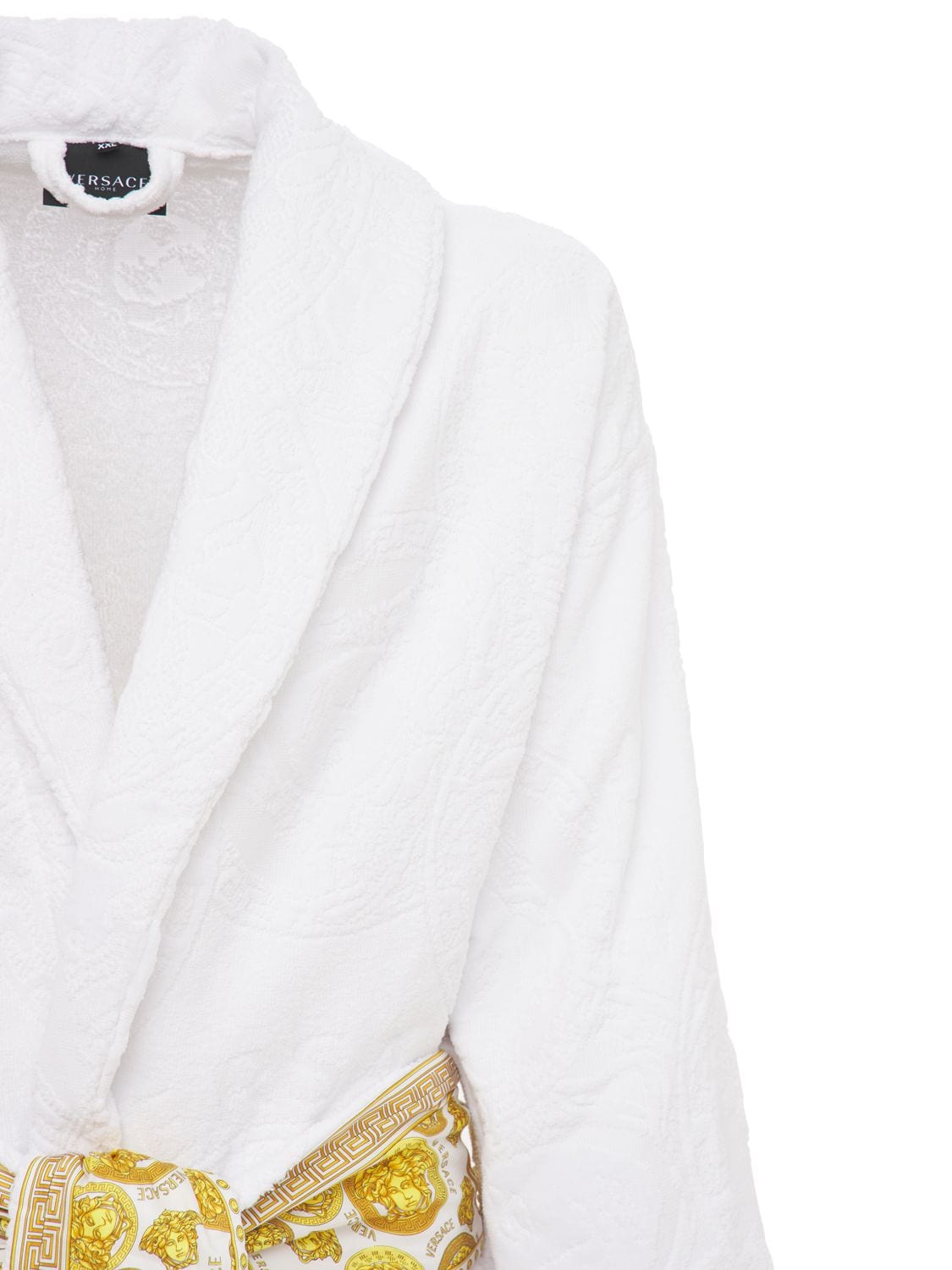 Shop Versace Jaq Medusa Cotton Bathrobe In Bianco,oro