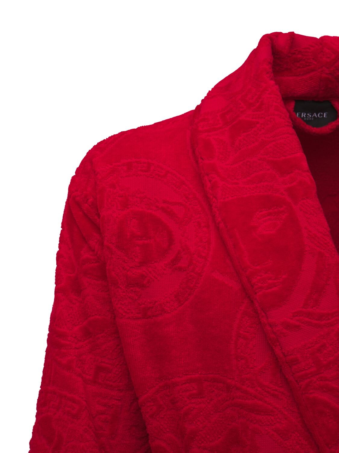 Shop Versace Jaq Medusa Cotton Bathrobe In Rosso,oro