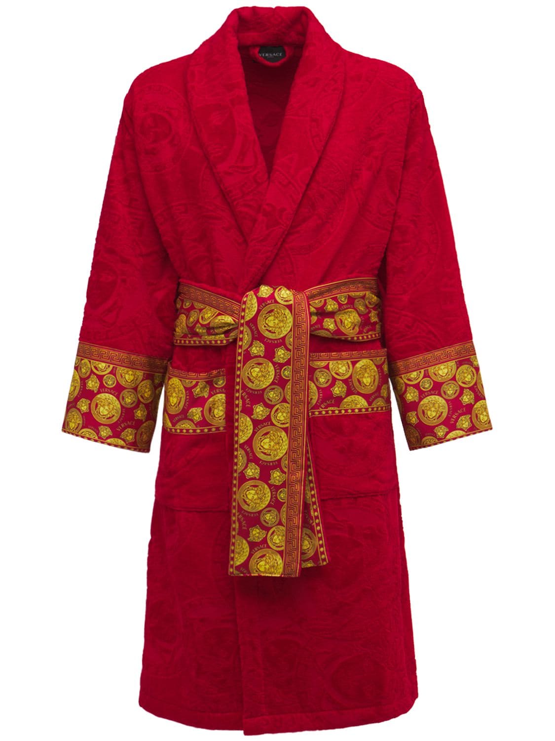 Versace Jaq Medusa棉质浴袍 In Rosso,oro