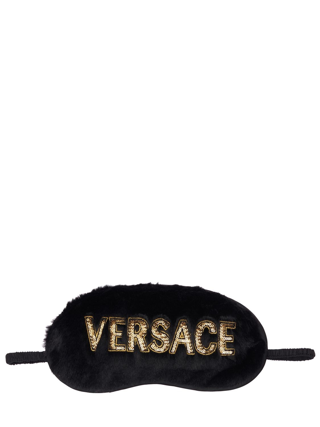 Versace Faux Fur Eye Mask In Black